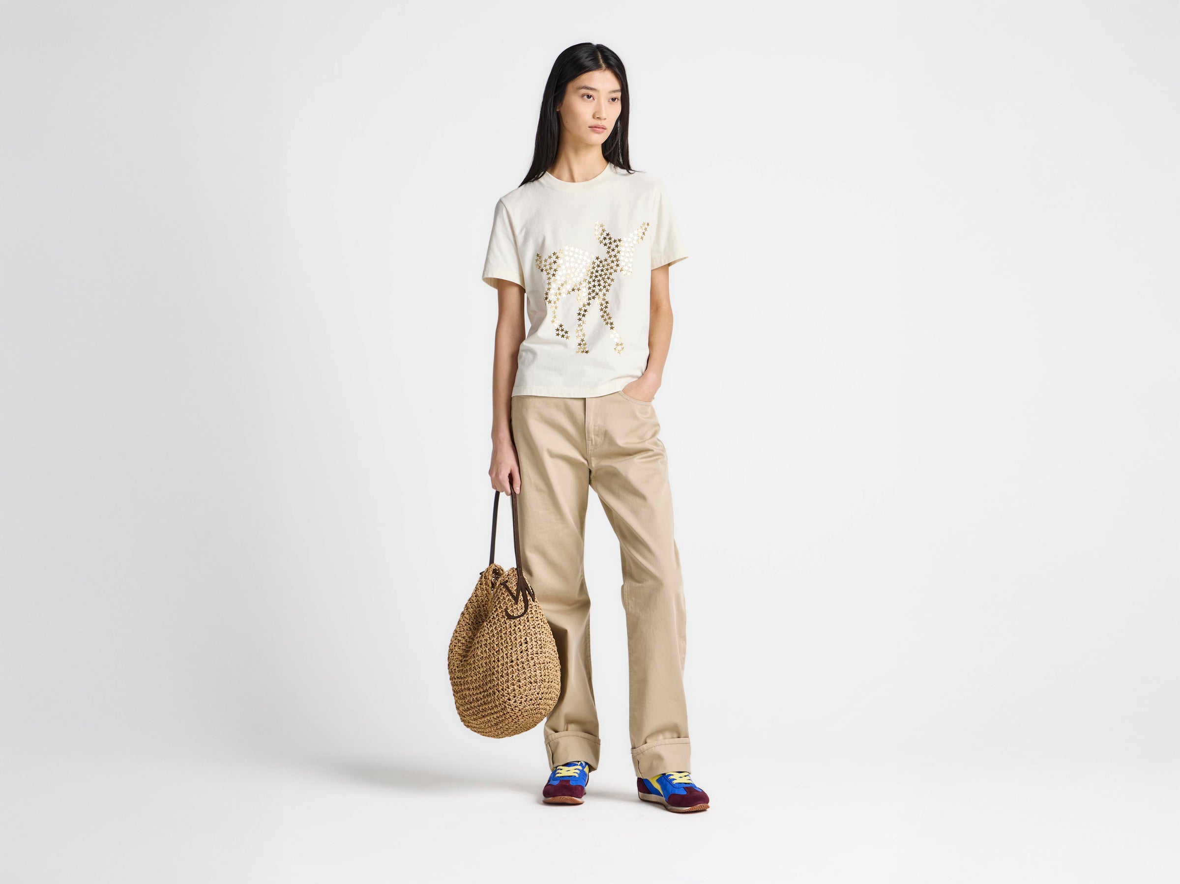 WOMENS STRAIGHT LEG DENIM JEANS IN BEIGE
