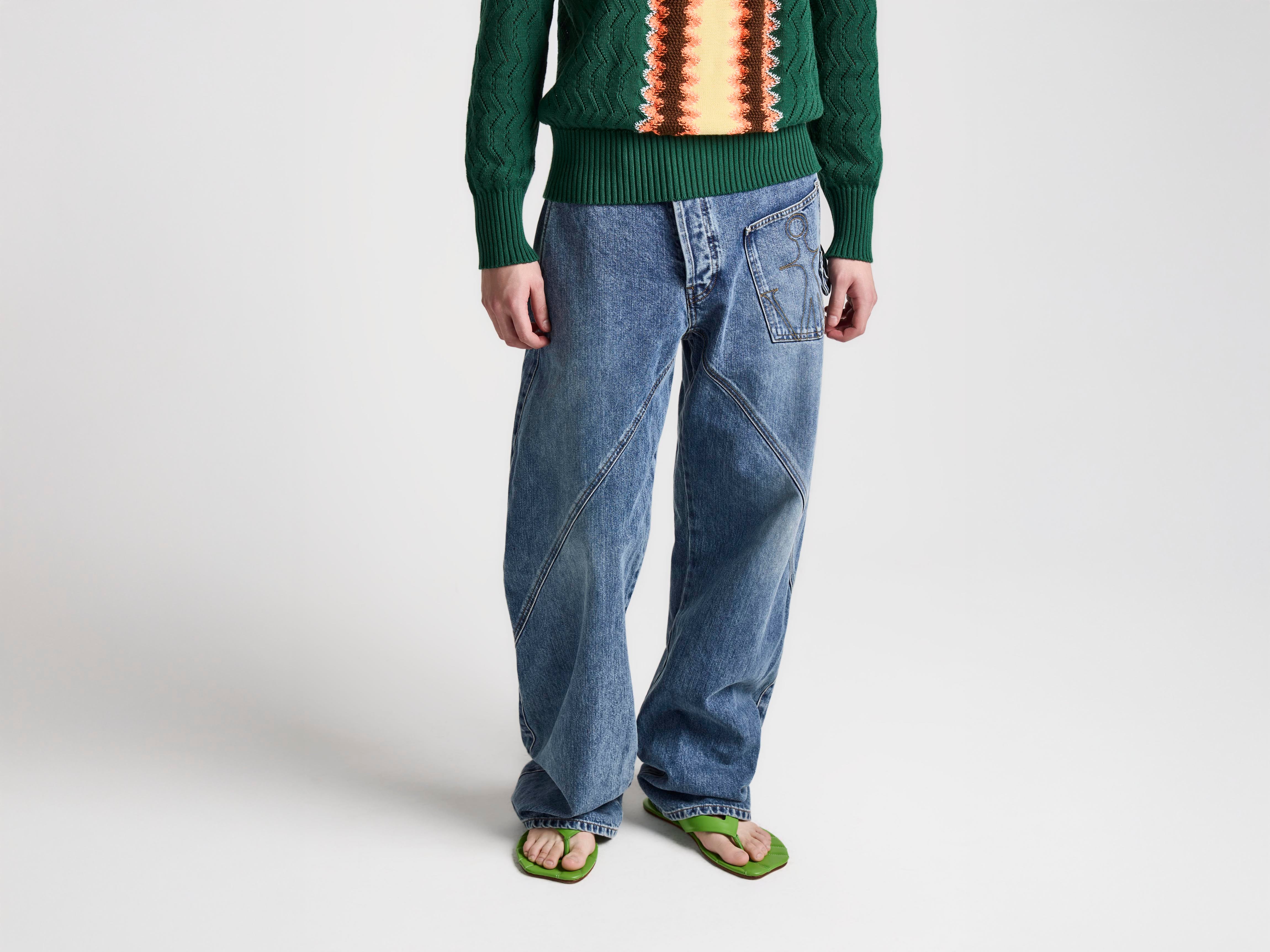 MENS TWISTED WORKWEAR DENIM JEANS IN MID BLUE in MID BLUE