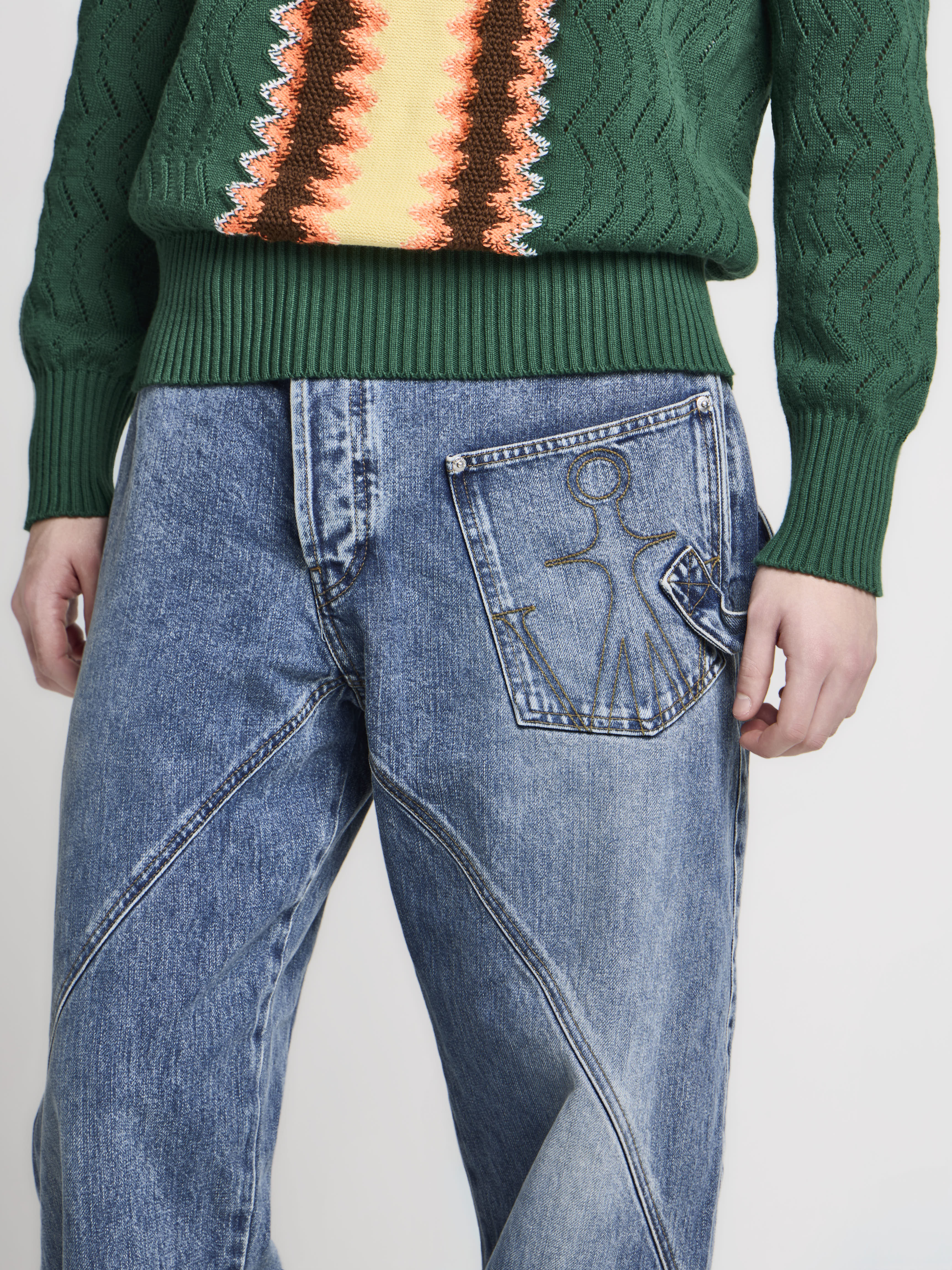 MENS TWISTED WORKWEAR DENIM JEANS IN MID BLUE in MID BLUE