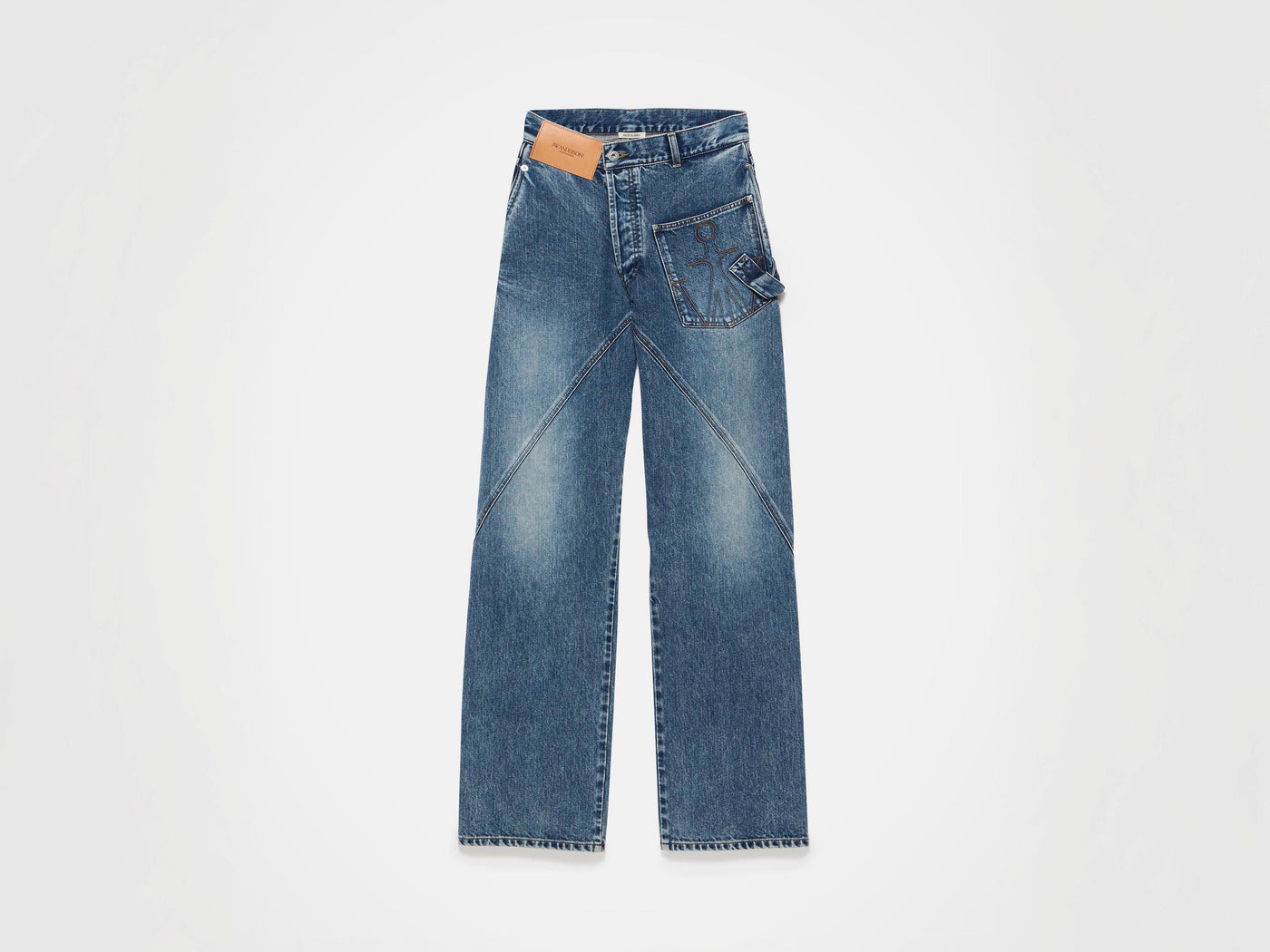 MENS TWISTED WORKWEAR DENIM JEANS IN MID BLUE