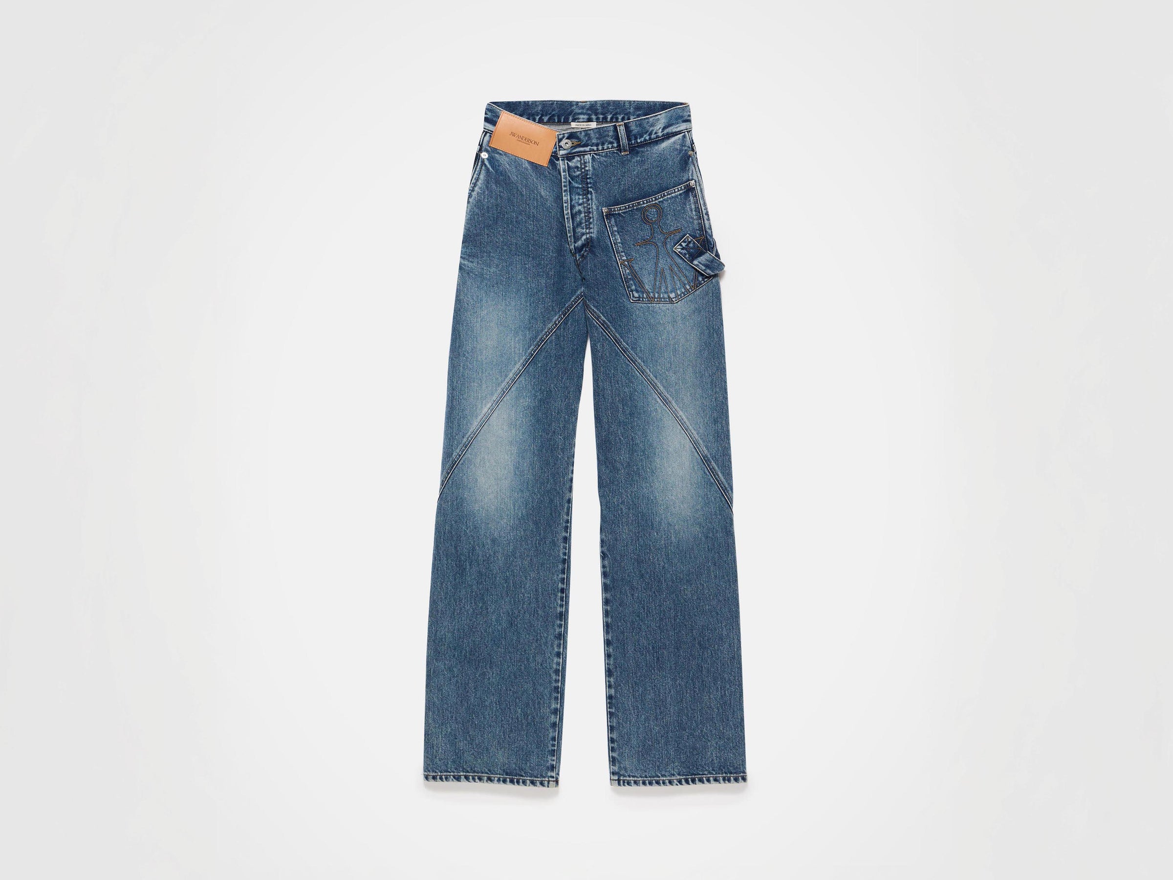 MENS TWISTED WORKWEAR DENIM JEANS IN MID BLUE