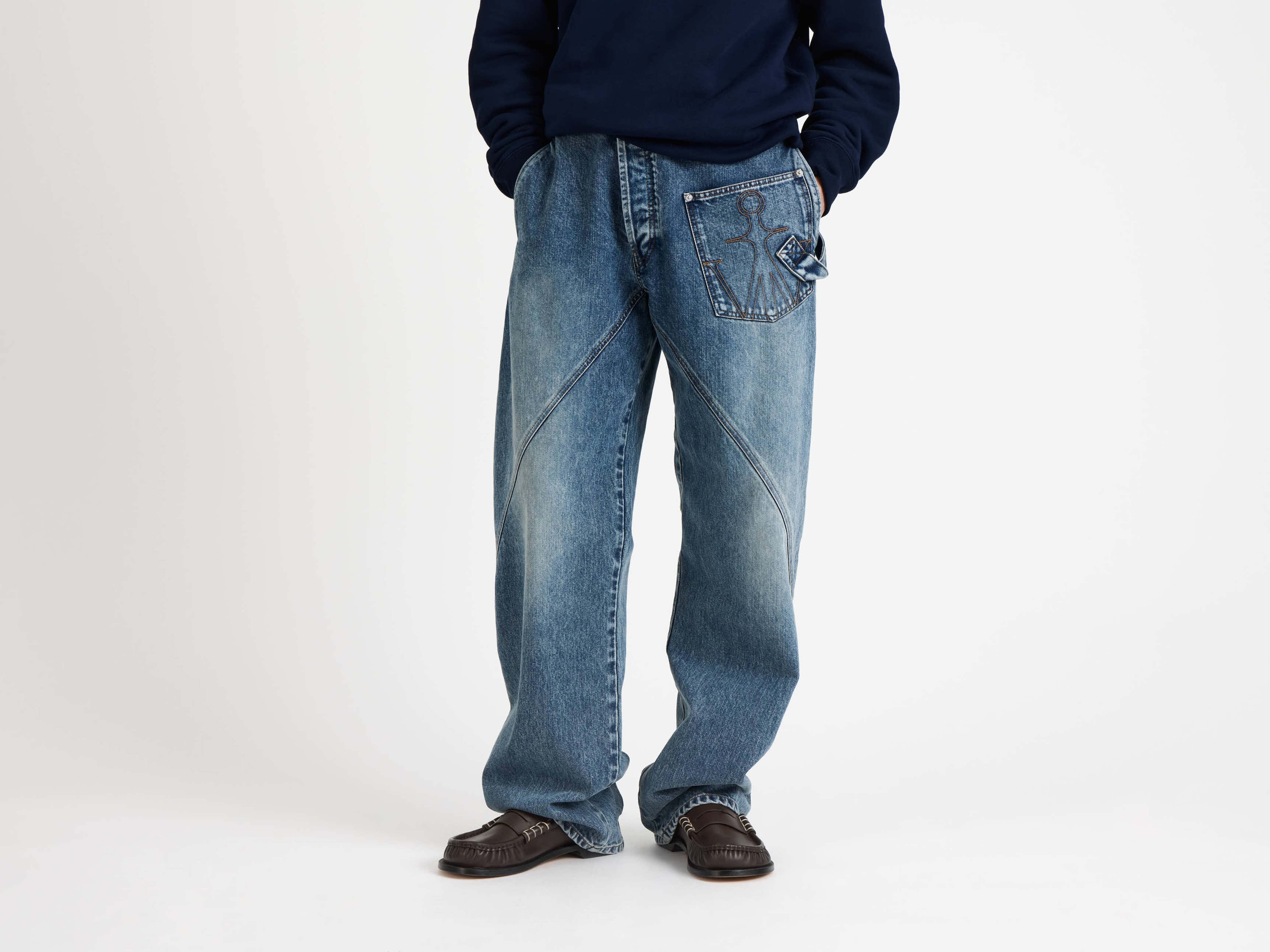 MENS TWISTED WORKWEAR JEANS IN MID BLUE in MID BLUE