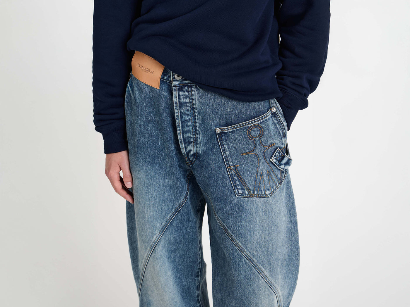twisted workwear jeans mid blue 1 Model Detail 6