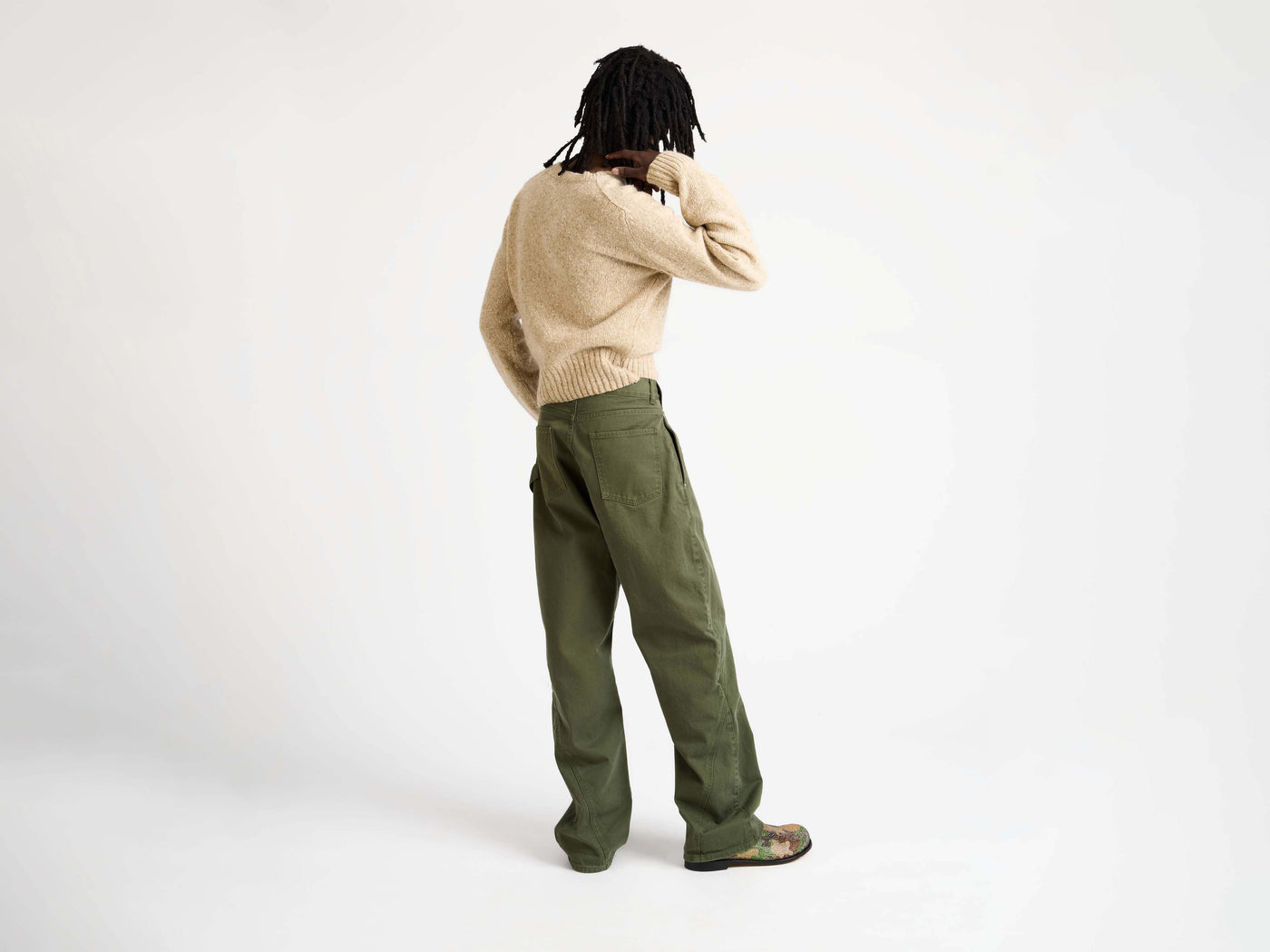 twisted workwear jeans washed green 1 Model Back 2