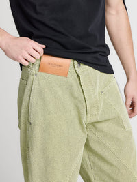 MENS TWISTED WORKWEAR DENIM JEANS IN PALE YELLOW