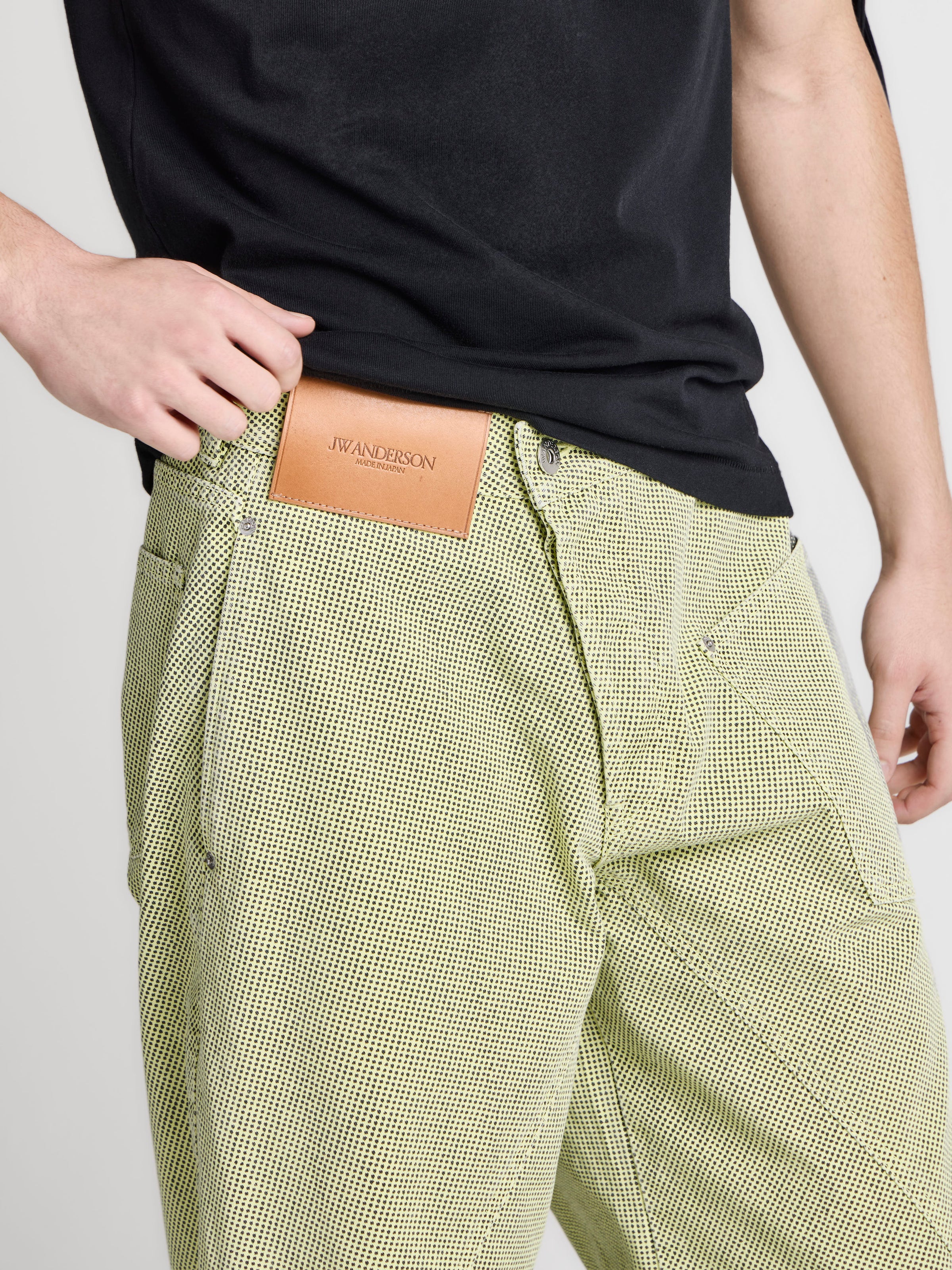 MENS TWISTED WORKWEAR DENIM JEANS IN PALE YELLOW