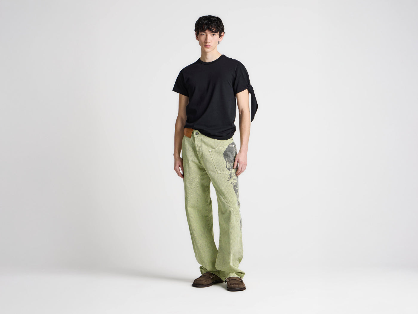 MENS TWISTED WORKWEAR DENIM JEANS IN PALE YELLOW