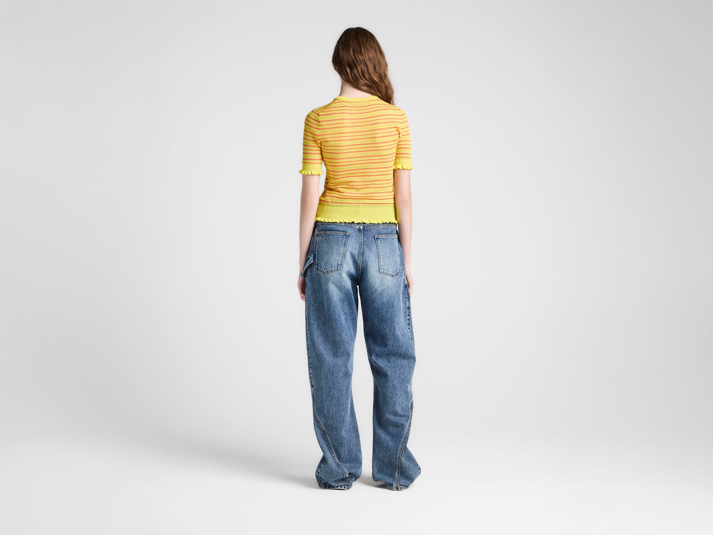 WOMENS TWISTED WORKWEAR DENIM JEANS IN MID BLUE