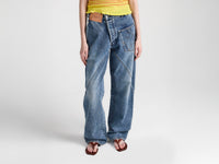 WOMENS TWISTED WORKWEAR DENIM JEANS IN MID BLUE