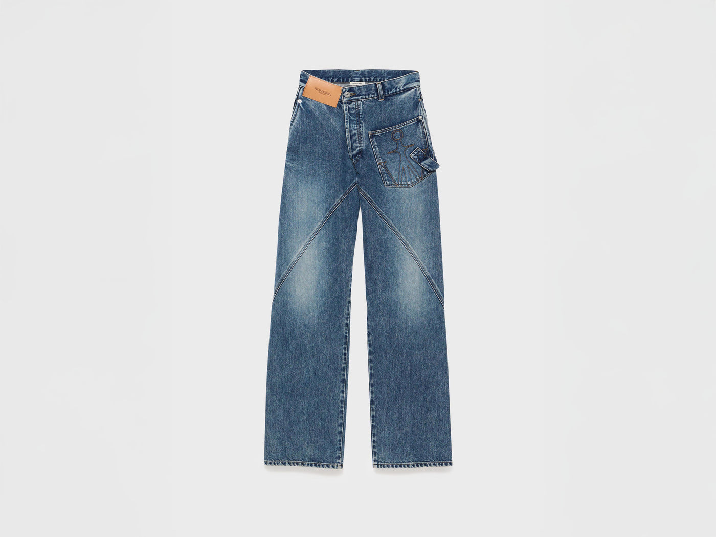 WOMENS TWISTED WORKWEAR DENIM JEANS IN MID BLUE
