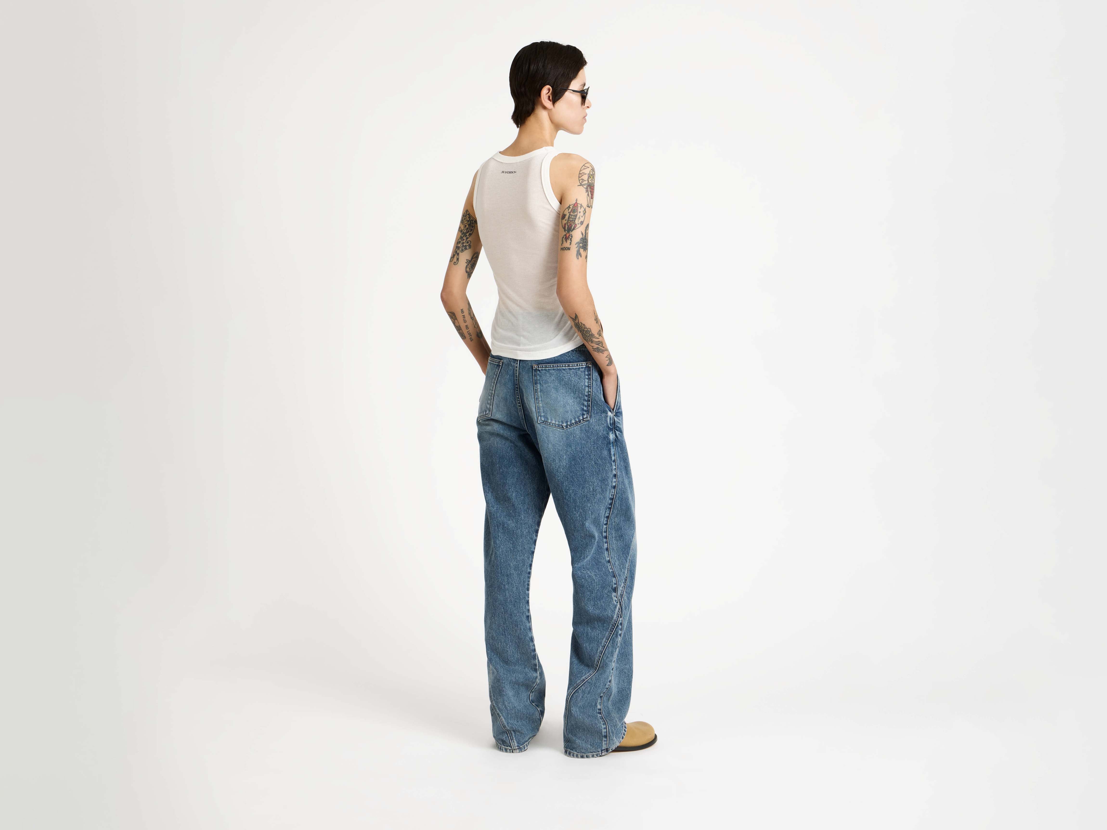 WOMENS TWISTED WORKWEAR JEANS IN MID BLUE in MID BLUE