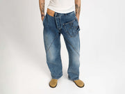 TWISTED WORKWEAR JEANS IN MID BLUE