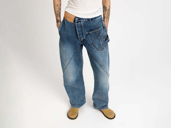 TWISTED WORKWEAR JEANS IN MID BLUE