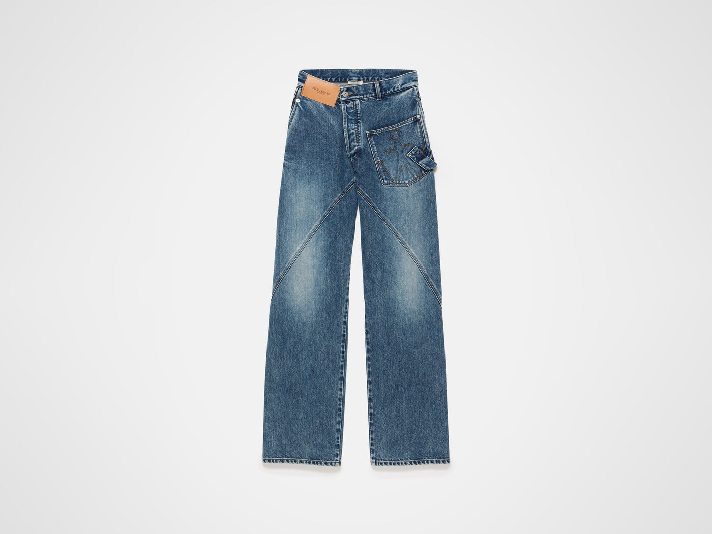 twisted workwear jeans mid blue Product Front 5