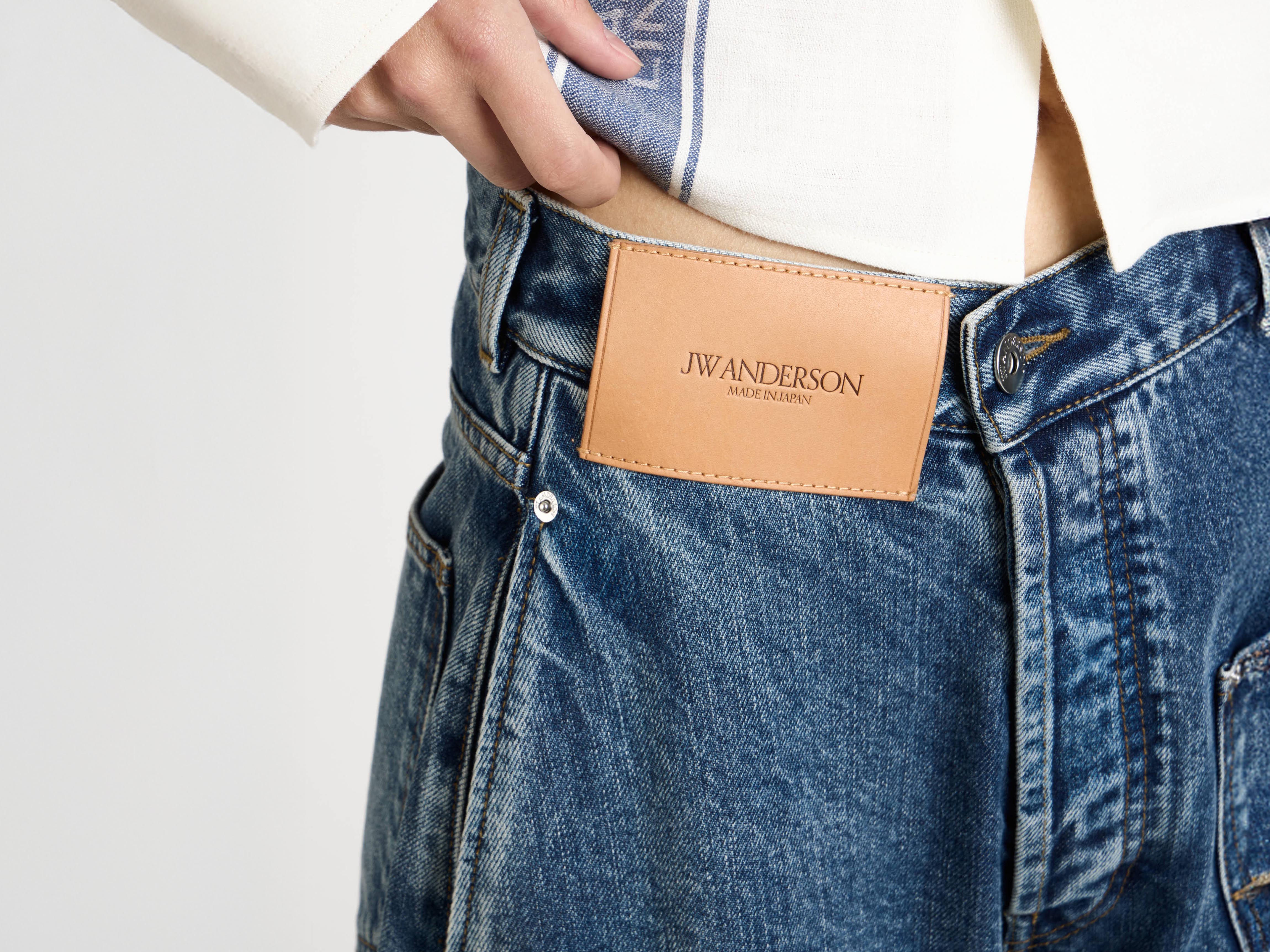 WOMENS TWISTED WORKWEAR DENIM JEANS IN MID BLUE in MID BLUE