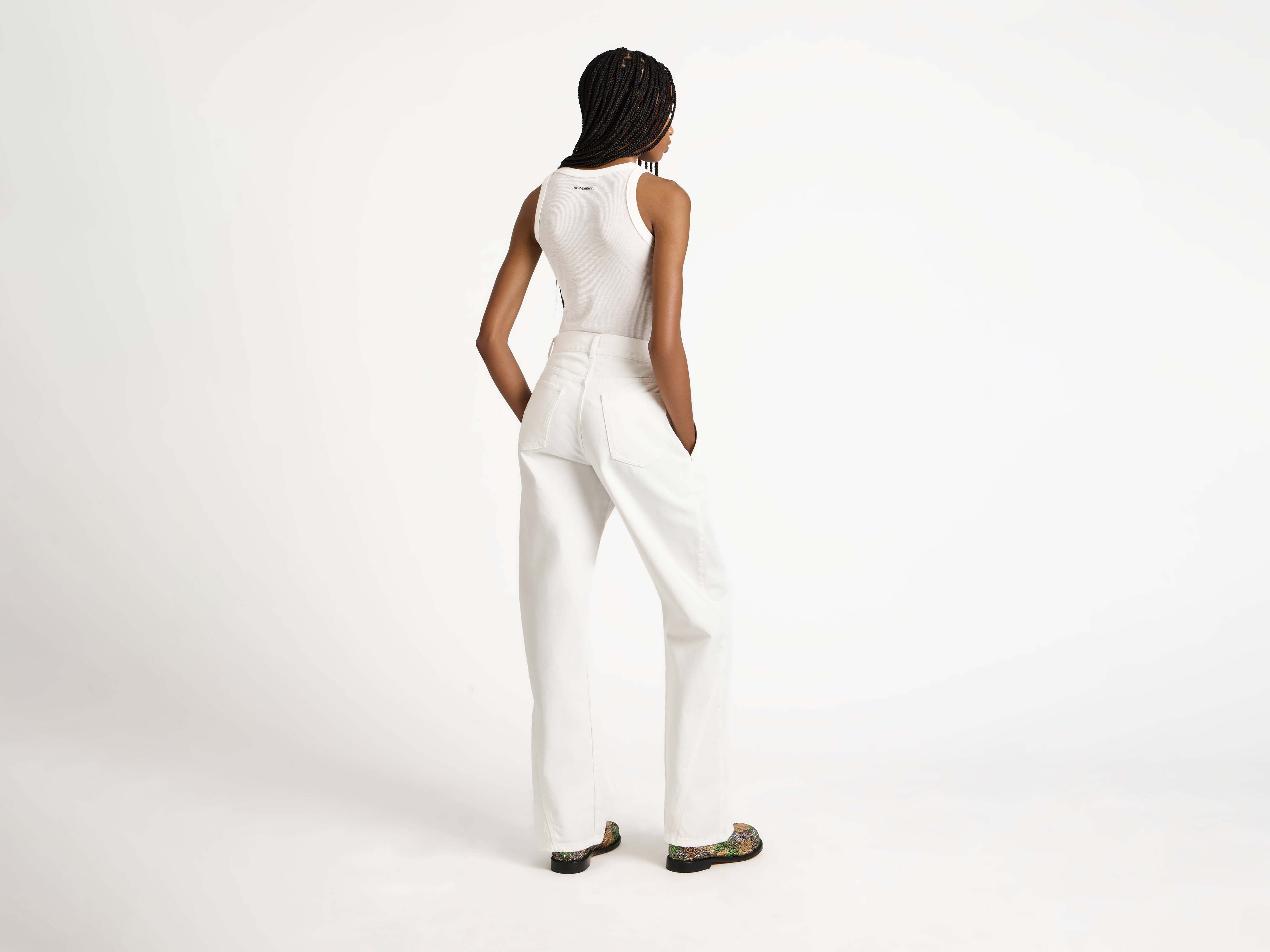 WOMENS TWISTED WORKWEAR DENIM JEANS IN OFF WHITE in OFF WHITE