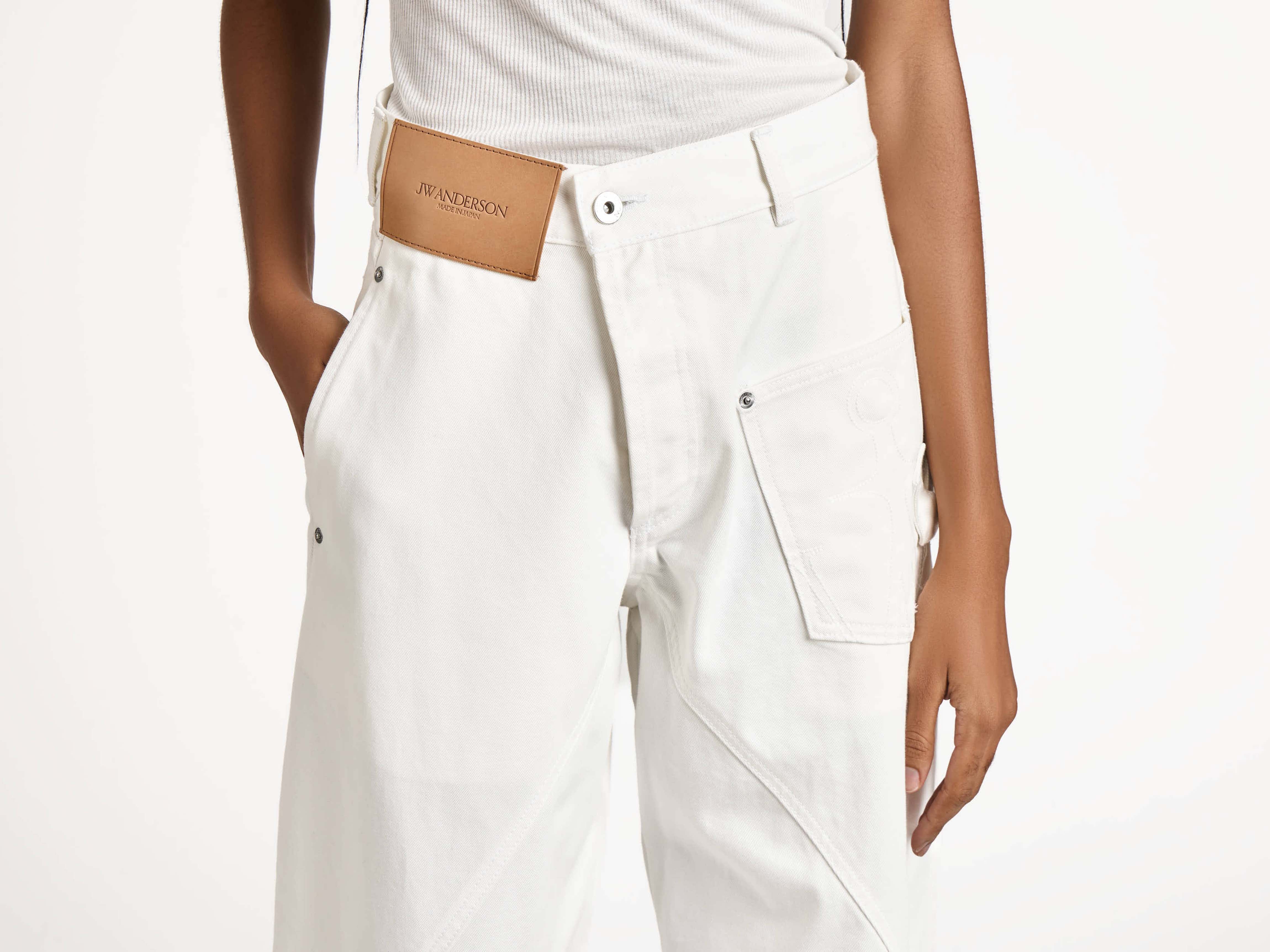 WOMENS TWISTED WORKWEAR DENIM JEANS IN OFF WHITE in OFF WHITE
