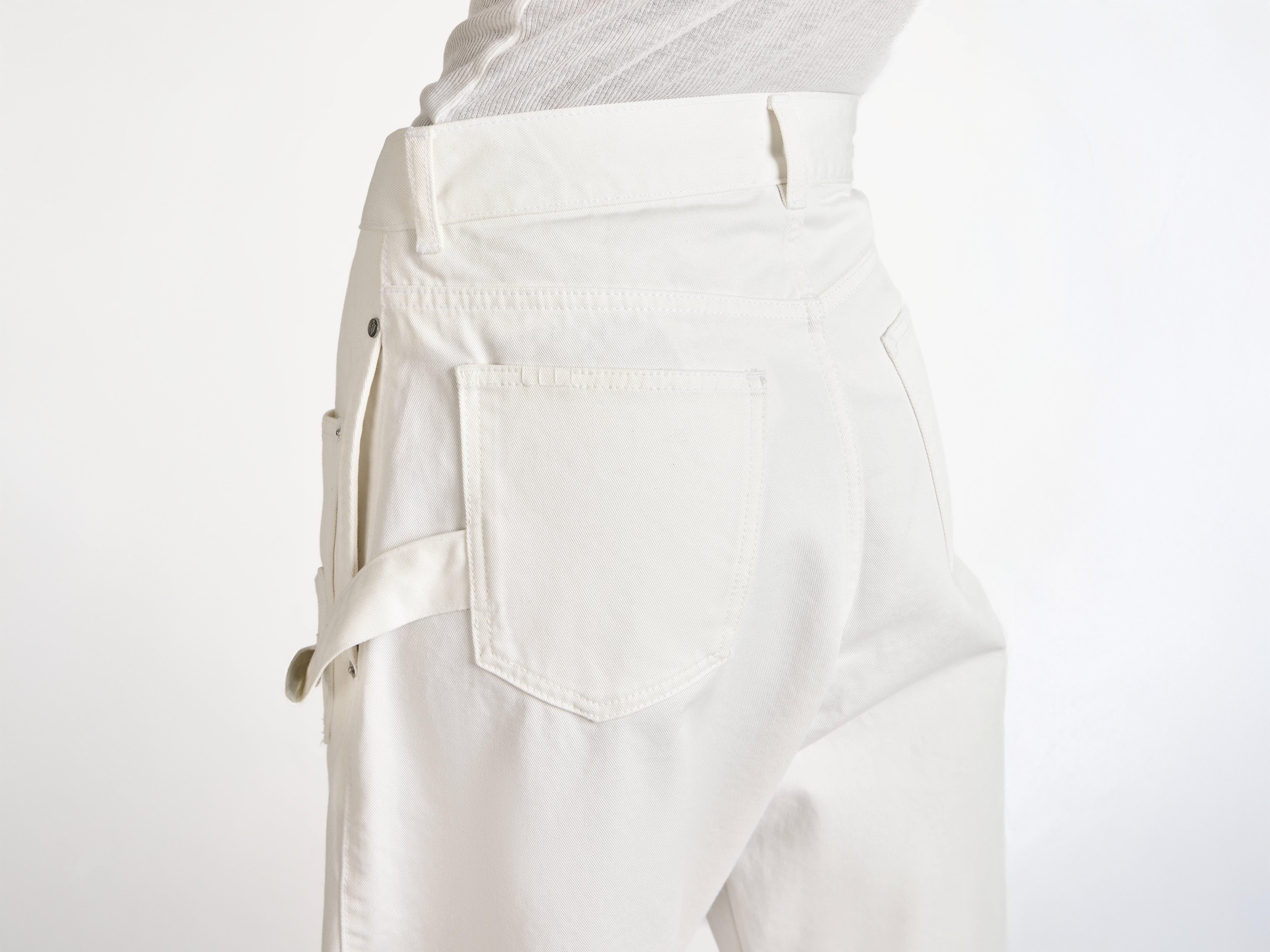 WOMENS TWISTED WORKWEAR DENIM JEANS IN OFF WHITE in OFF WHITE