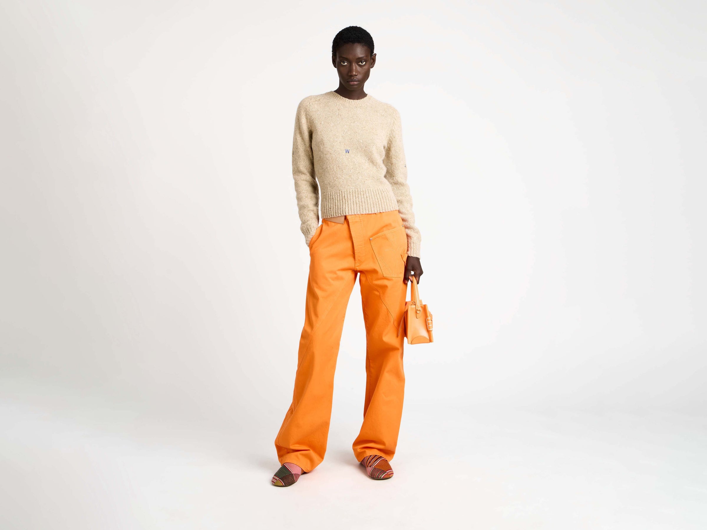 twisted workwear jeans bright orange Model Front 3