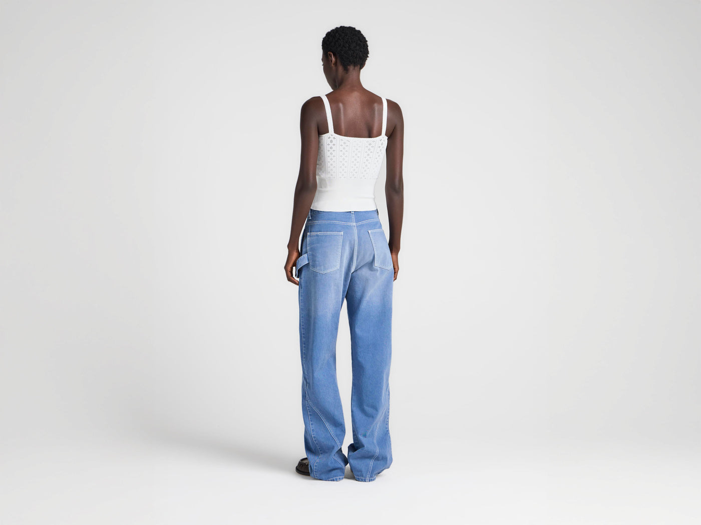 WOMENS TWISTED WORKWEAR DENIM JEANS IN FRENCH BLUE