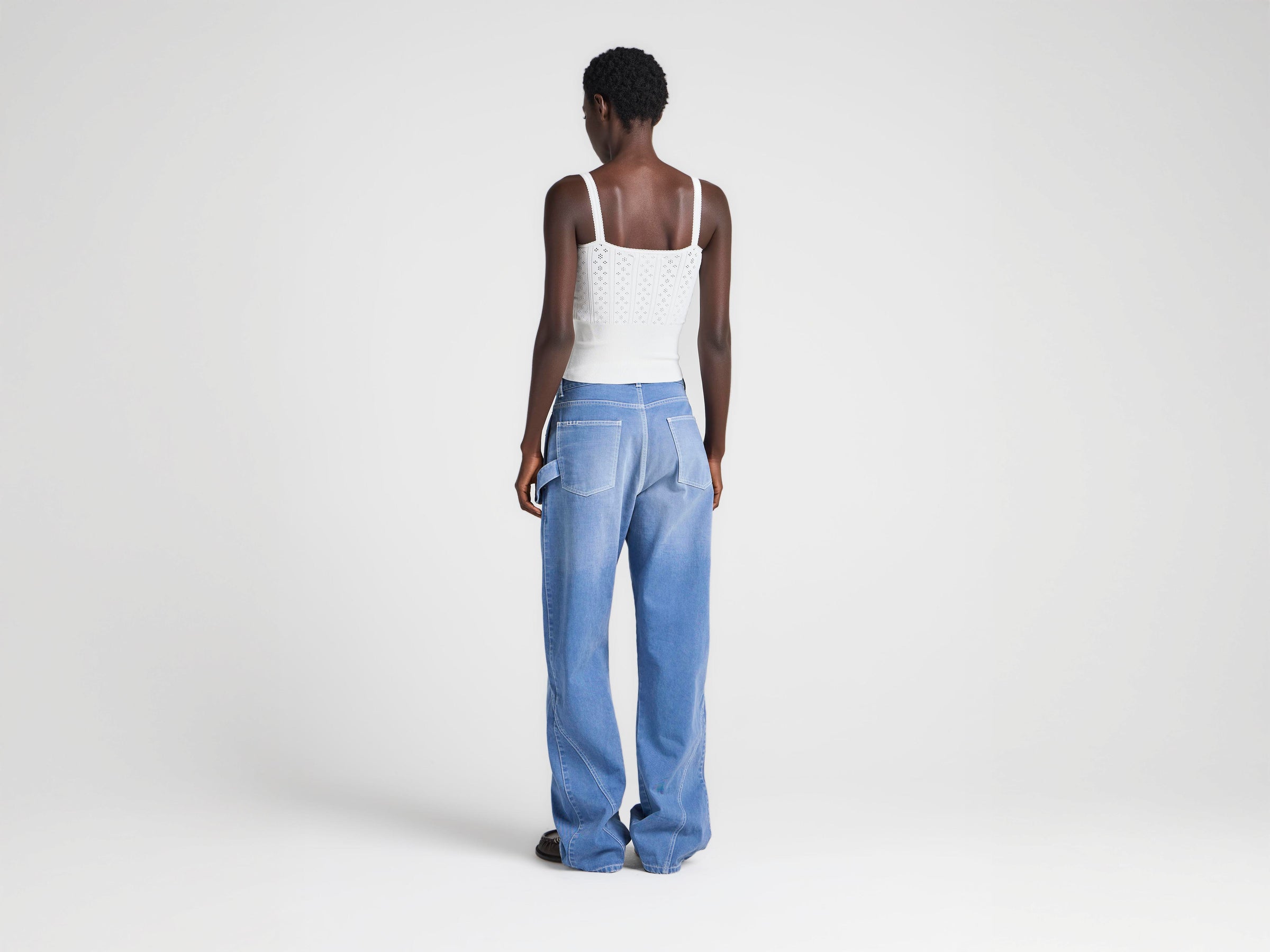 WOMENS TWISTED WORKWEAR DENIM JEANS IN FRENCH BLUE