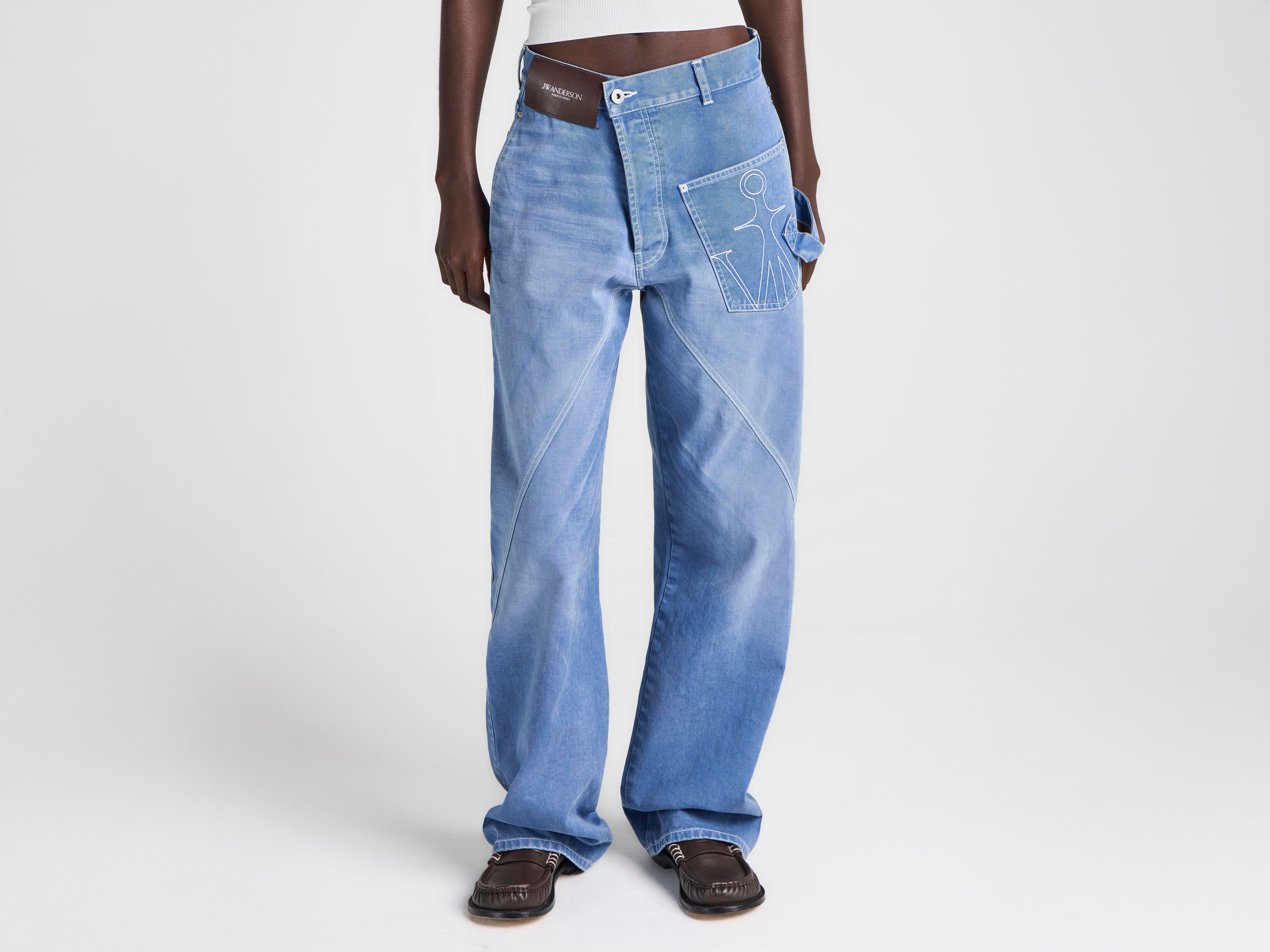 WOMENS TWISTED WORKWEAR DENIM JEANS IN FRENCH BLUE in FRENCH BLUE