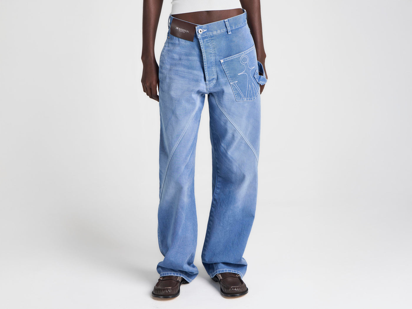 WOMENS TWISTED WORKWEAR DENIM JEANS IN FRENCH BLUE