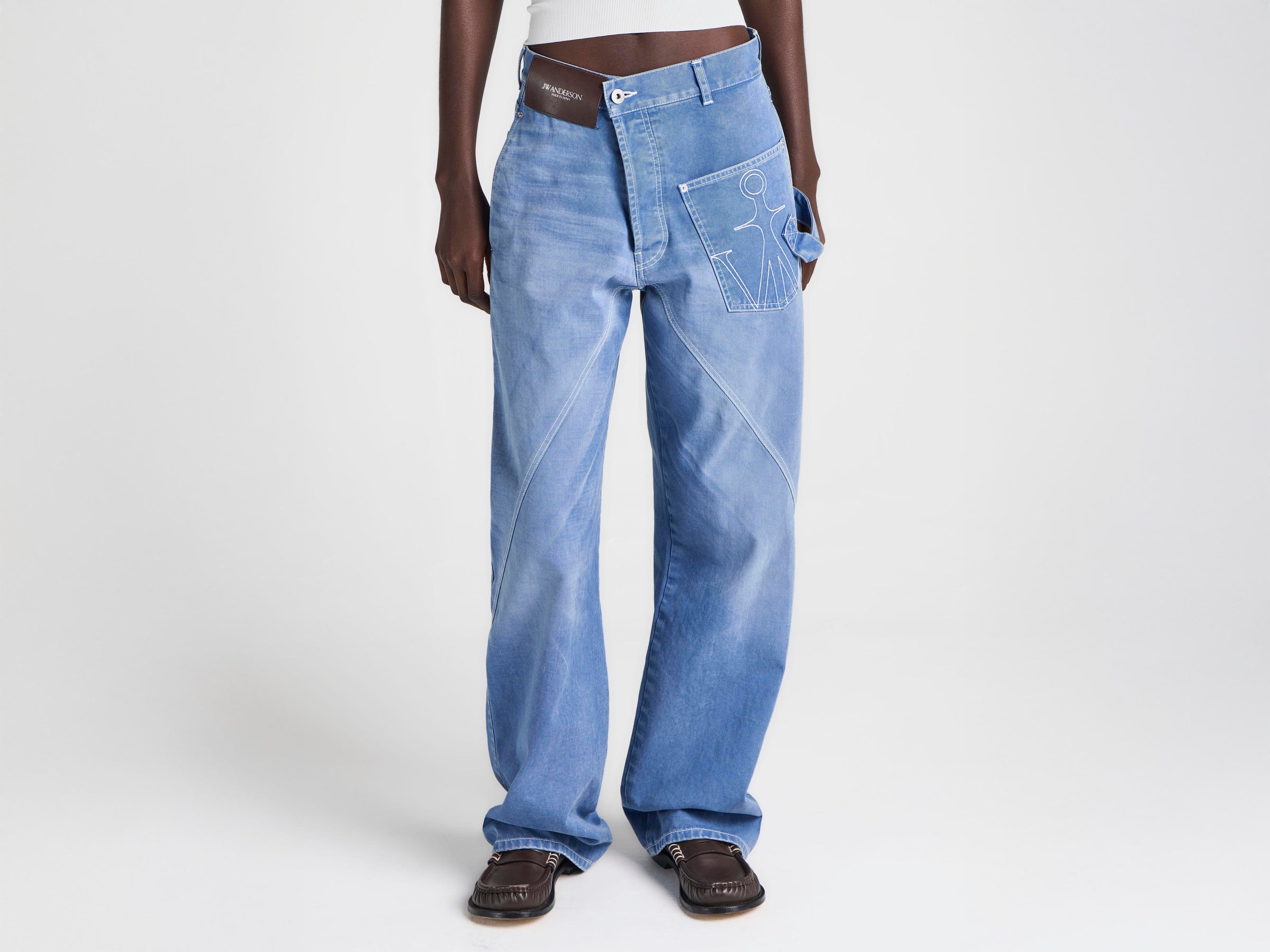 WOMENS TWISTED WORKWEAR DENIM JEANS IN FRENCH BLUE