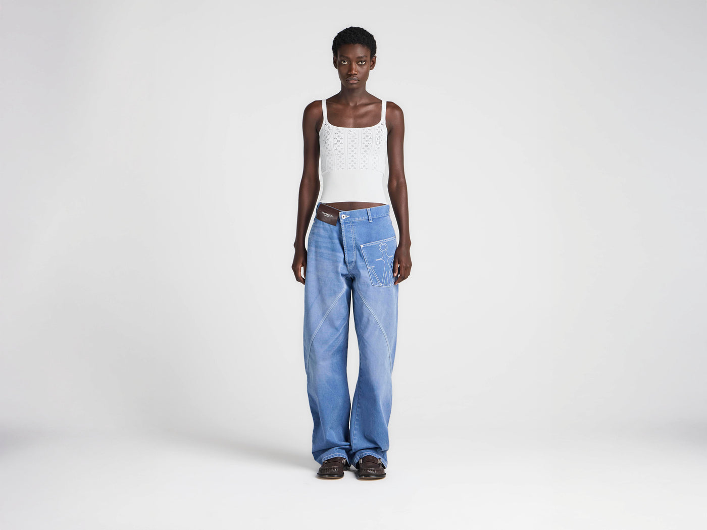 WOMENS TWISTED WORKWEAR DENIM JEANS IN FRENCH BLUE
