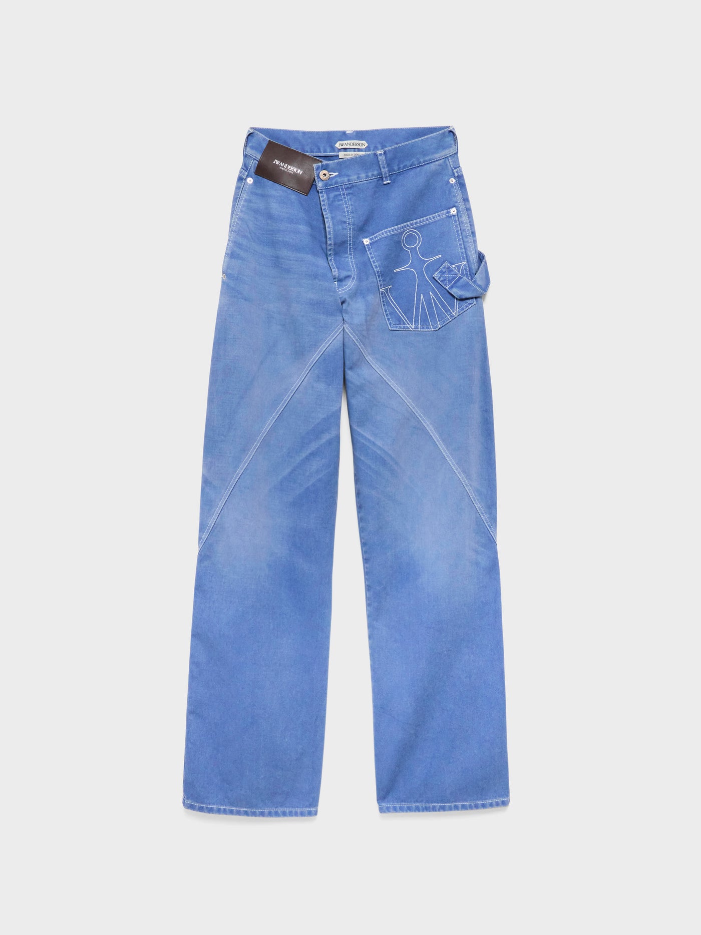 WOMENS TWISTED WORKWEAR DENIM JEANS IN FRENCH BLUE