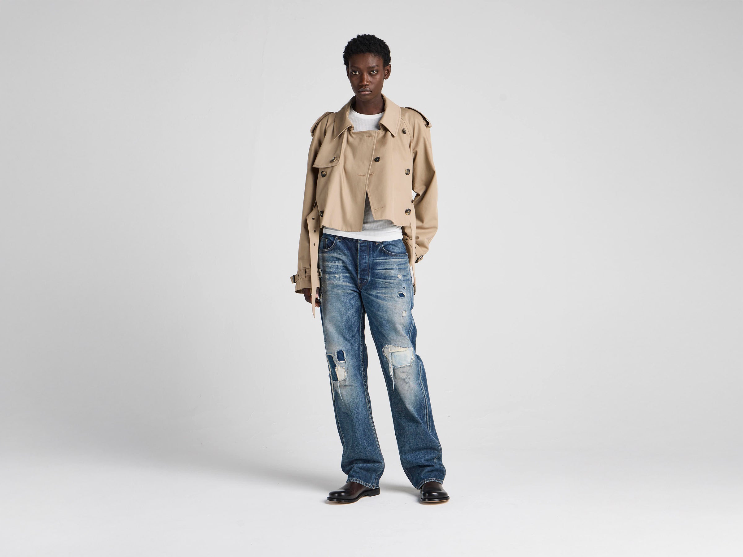 WOMENS STRAIGHT LEG JEANS IN DARK BLUE