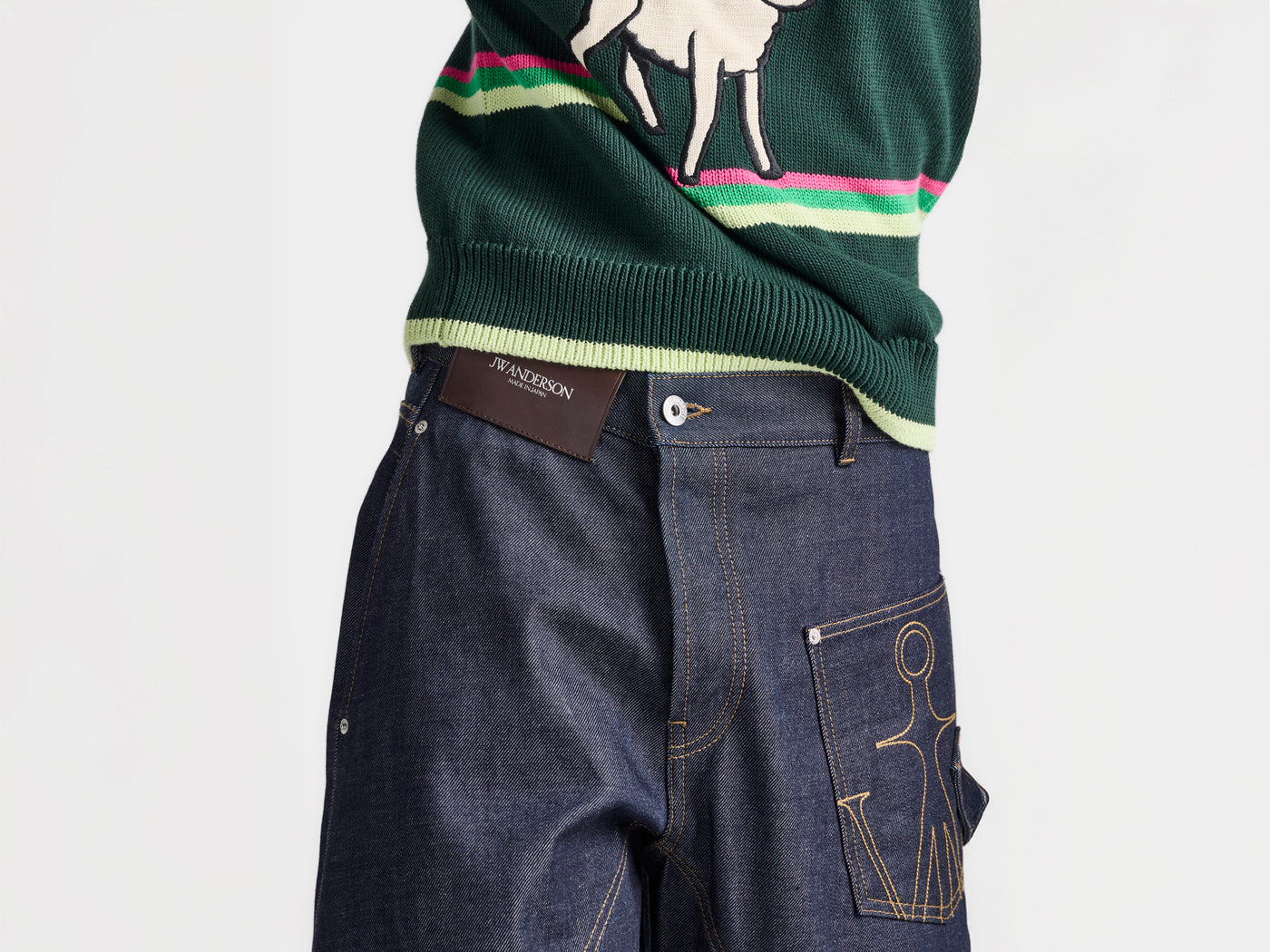 MENS TWISTED TURN-UP WORKWEAR DENIM JEANS IN INDIGO