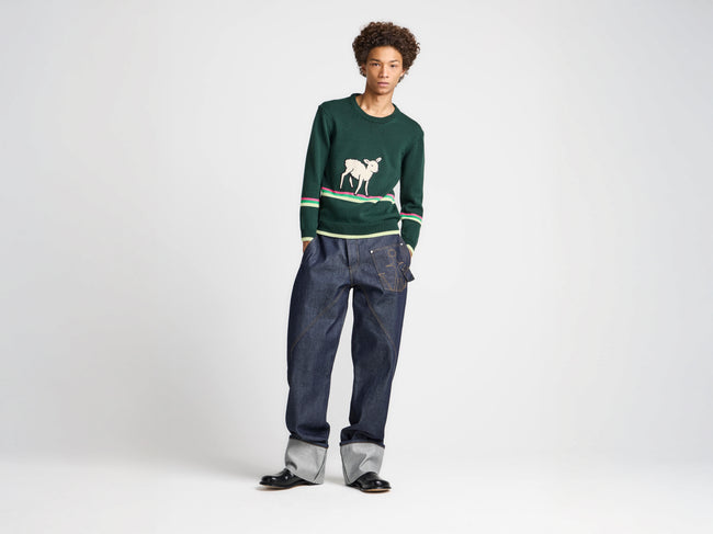 MENS TWISTED TURN-UP WORKWEAR DENIM JEANS IN INDIGO