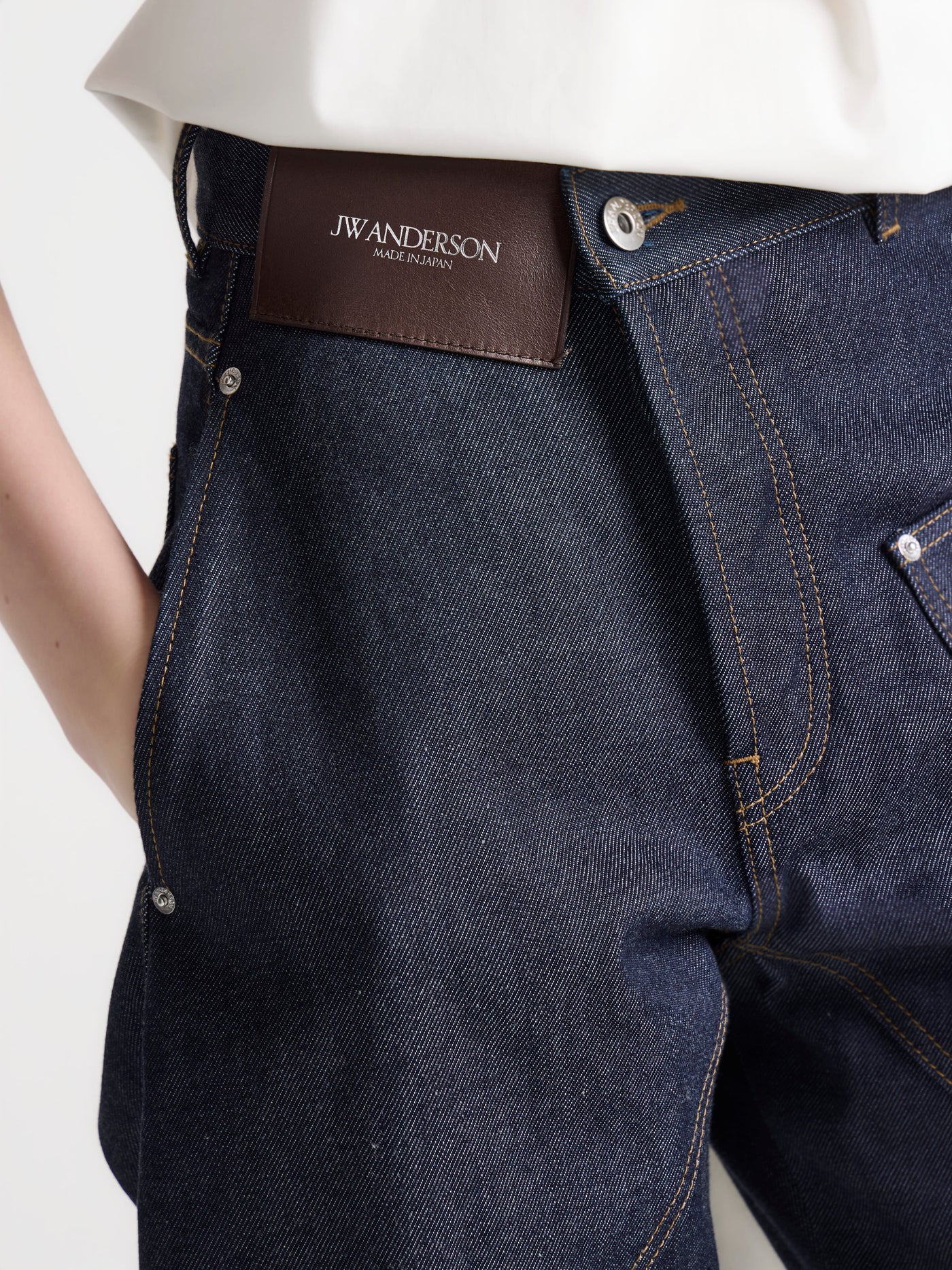 WOMENS TWISTED TURN-UP WORKWEAR DENIM JEANS IN INDIGO