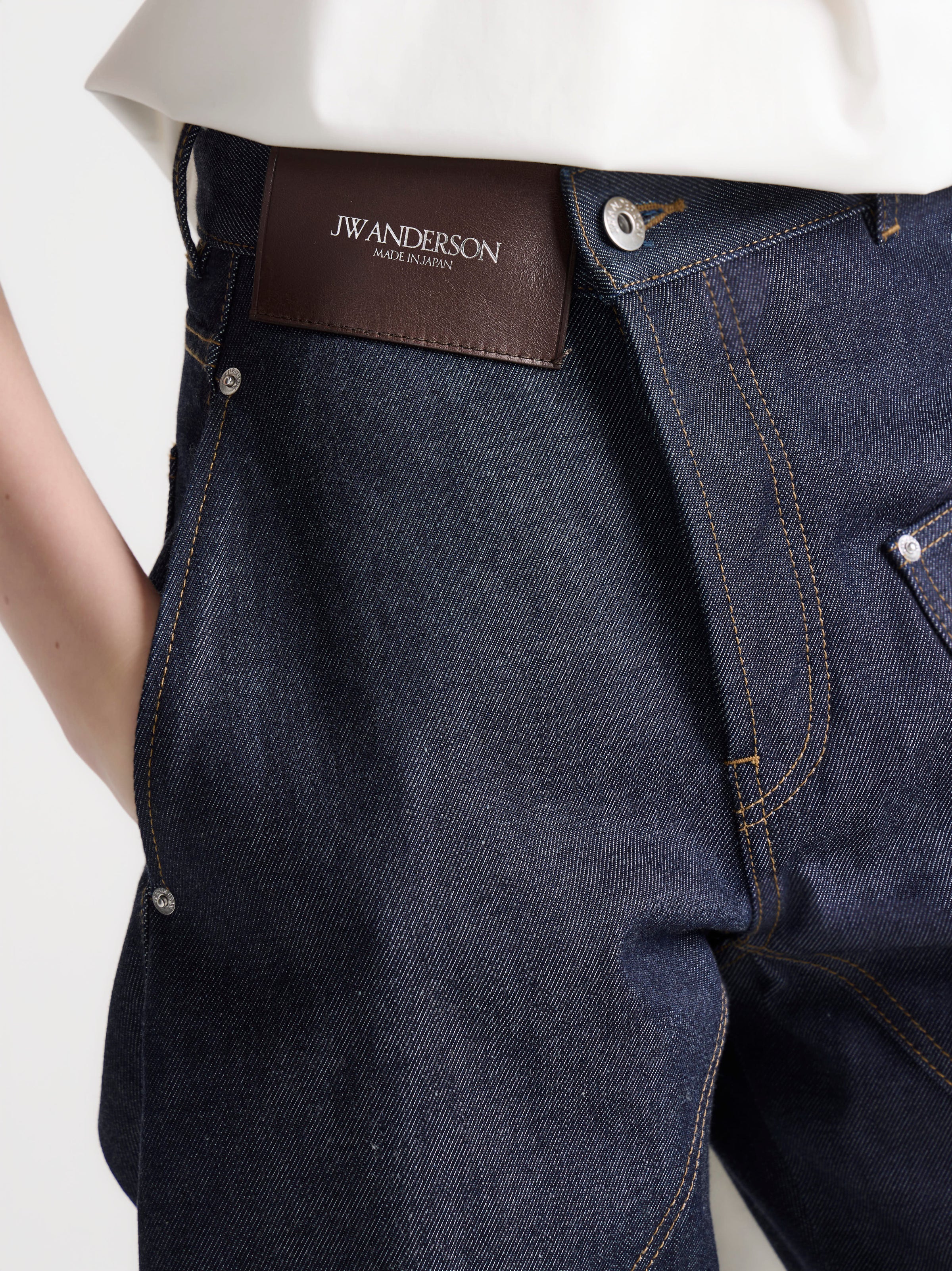 WOMENS TWISTED TURN-UP WORKWEAR DENIM JEANS IN INDIGO