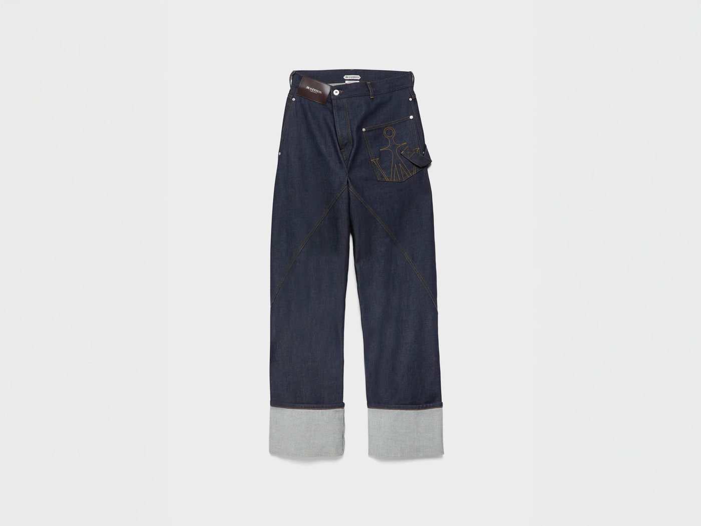 WOMENS TWISTED TURN-UP WORKWEAR DENIM JEANS IN INDIGO