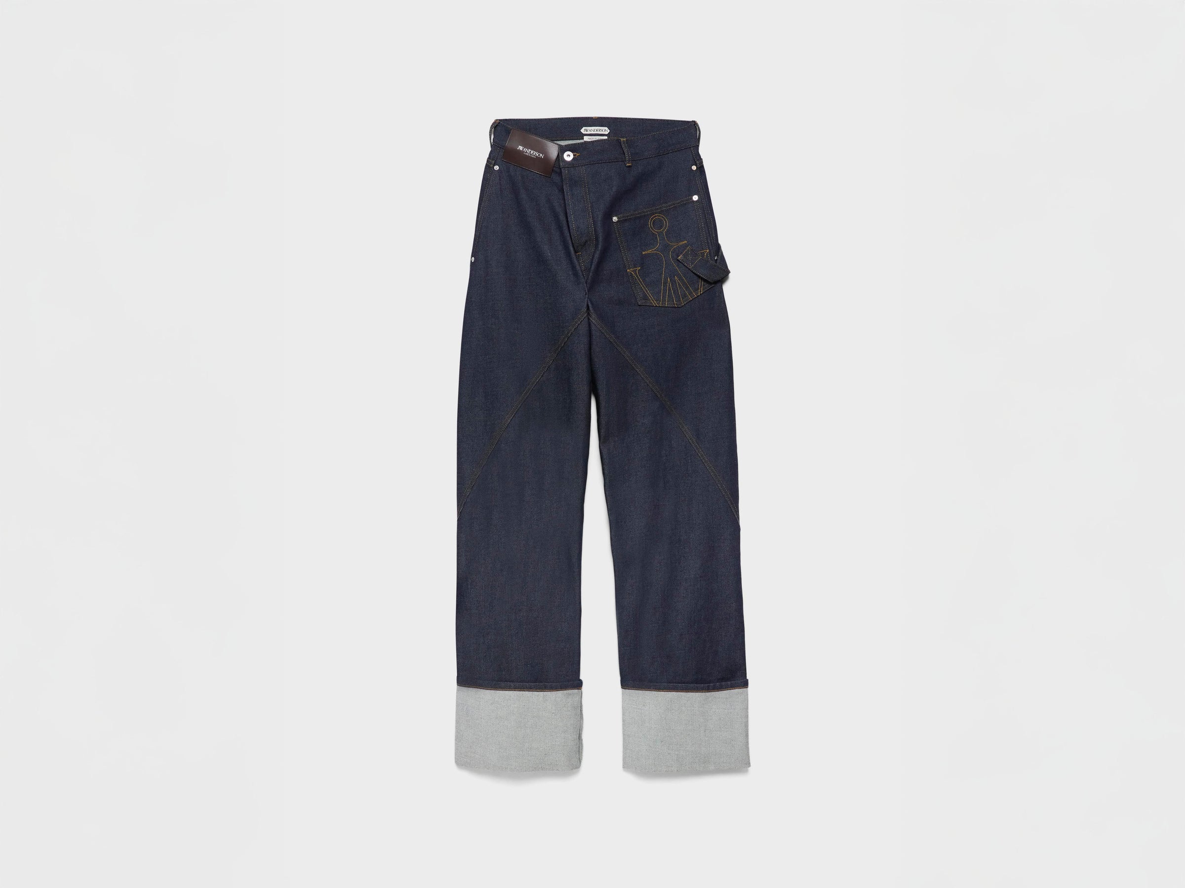 WOMENS TWISTED TURN-UP WORKWEAR DENIM JEANS IN INDIGO