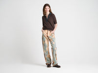 WOMENS STRAIGHT LEG BLEACHED DENIM JEANS IN PEACH