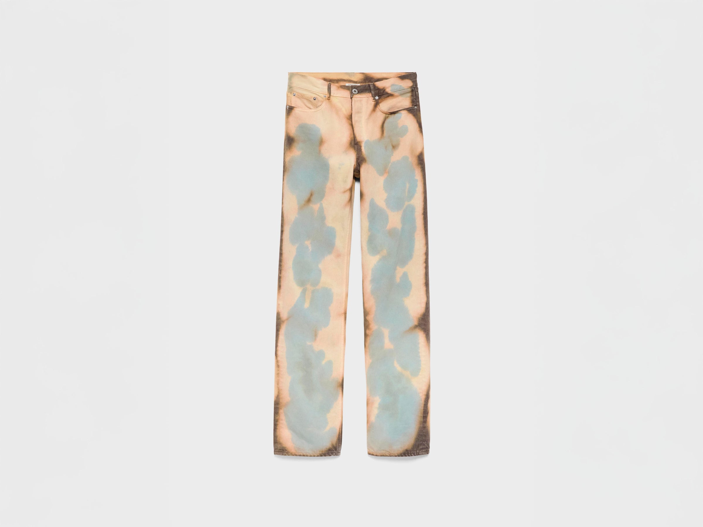 WOMENS STRAIGHT LEG BLEACHED DENIM JEANS IN PEACH