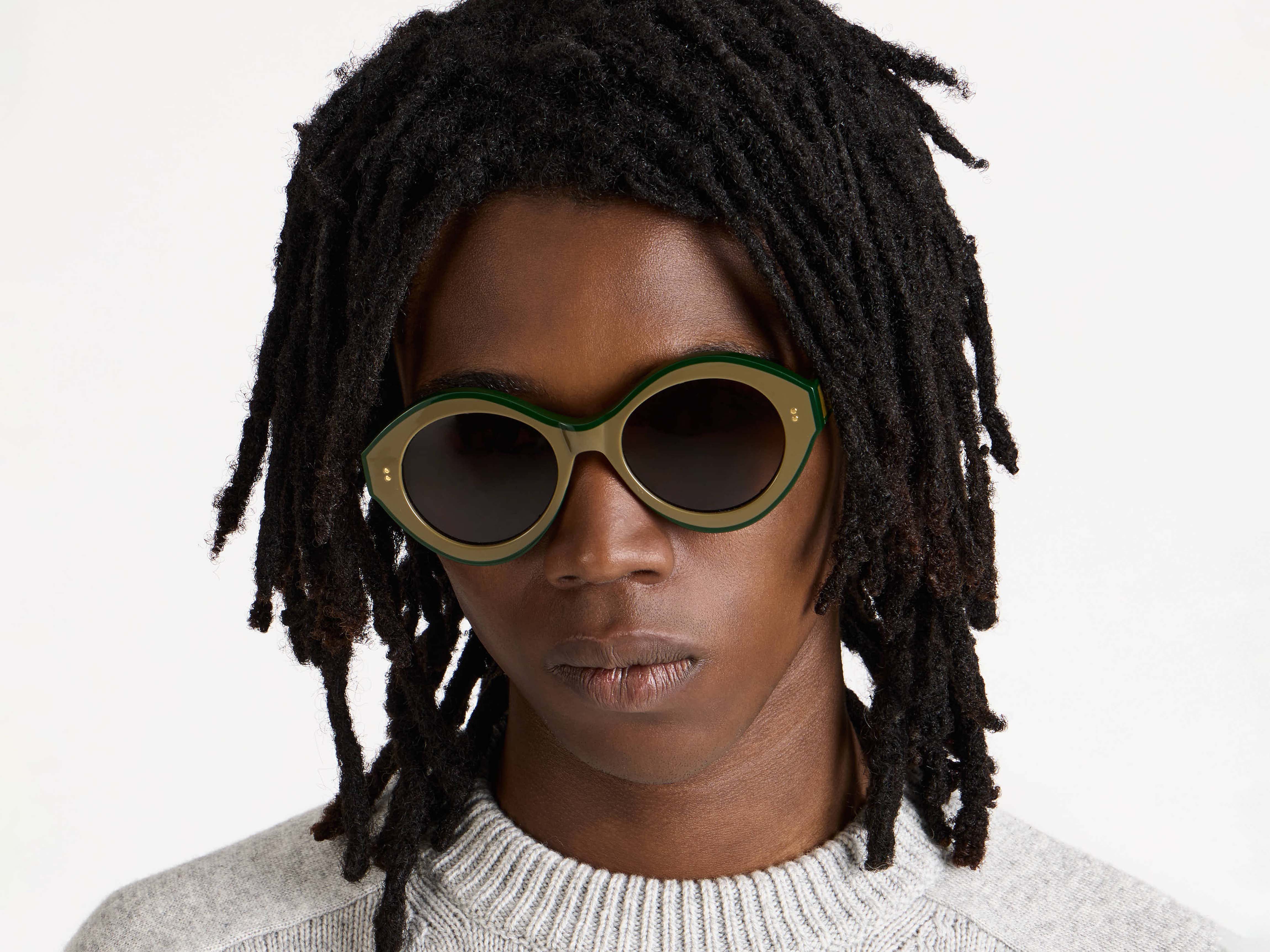 JWA07 BUMPER SUNGLASSES IN BROWN & GREEN in BROWN/GREEN