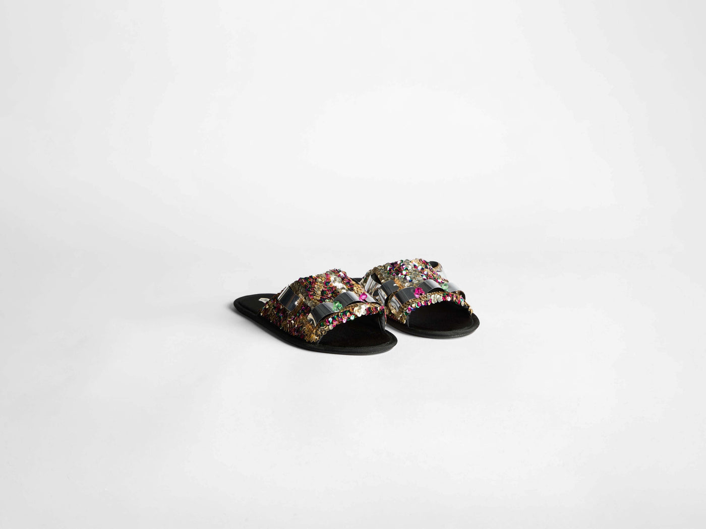 open toe slide glitter w pink multi Product Angle 3