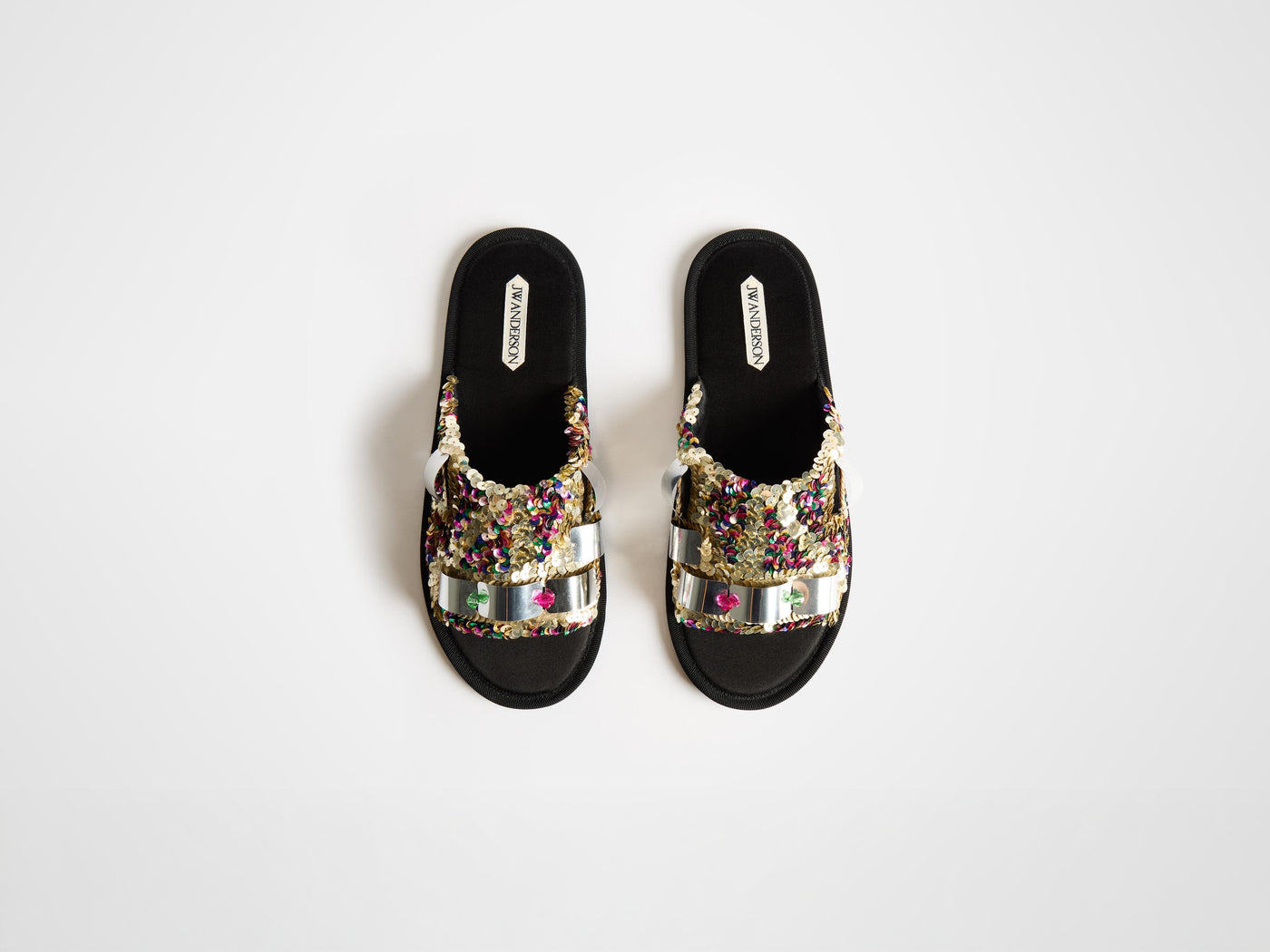 open toe slide glitter w pink multi Product Top Down 1