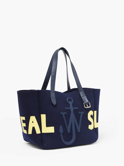 BELT TOTE BAG - 'REAL SLEEP' SLOGAN SHOULDER BAG