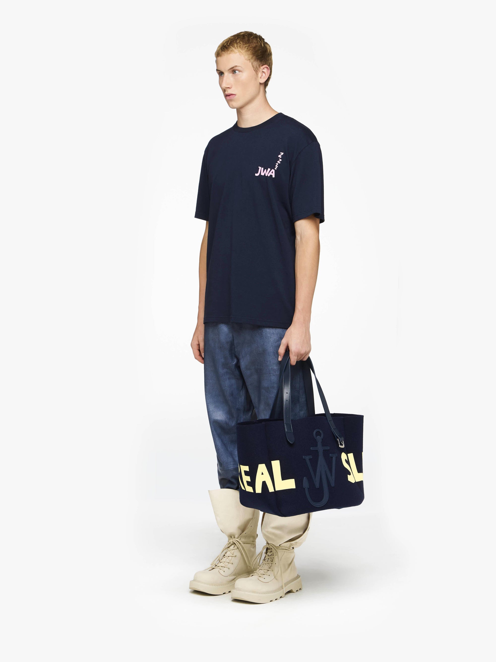 BELT TOTE BAG - 'REAL SLEEP' SLOGAN SHOULDER BAG