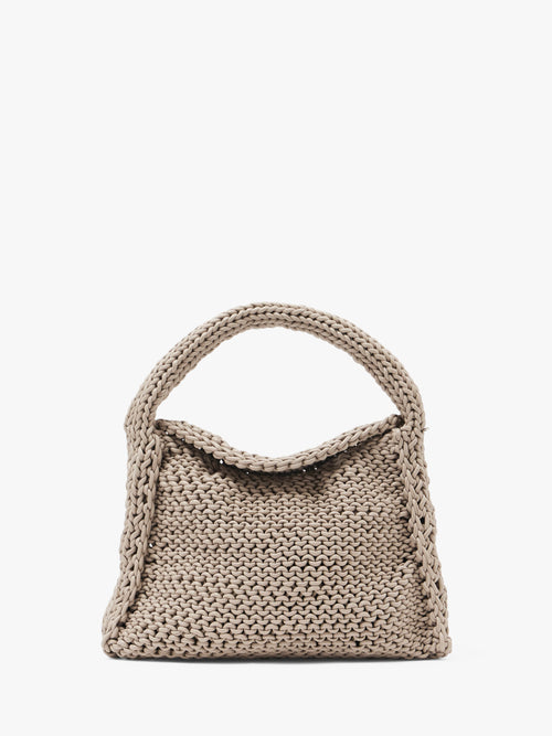 KNITTED HOBO BAG - LEATHER DRAWCORD SHOULDER BAG