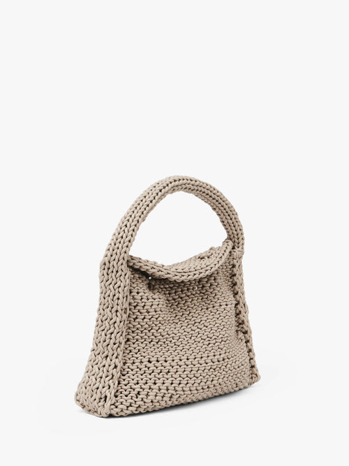 KNITTED HOBO BAG - LEATHER DRAWCORD SHOULDER BAG