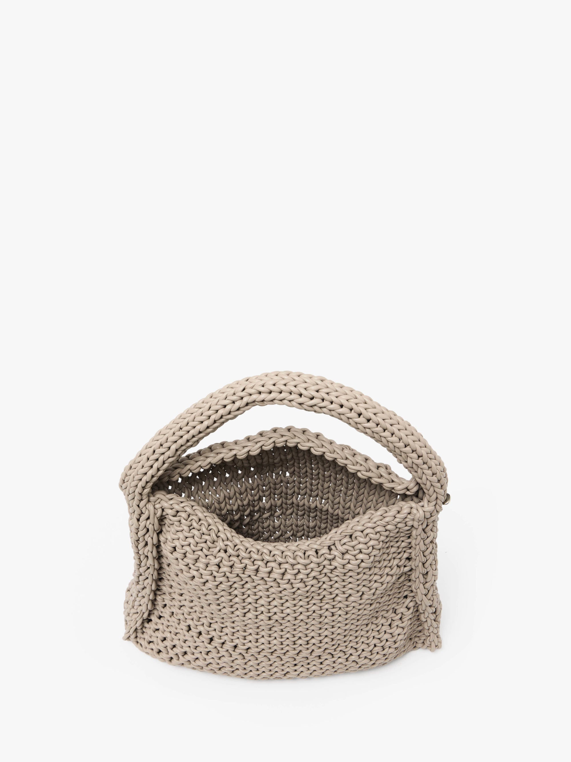 KNITTED HOBO BAG - LEATHER DRAWCORD SHOULDER BAG