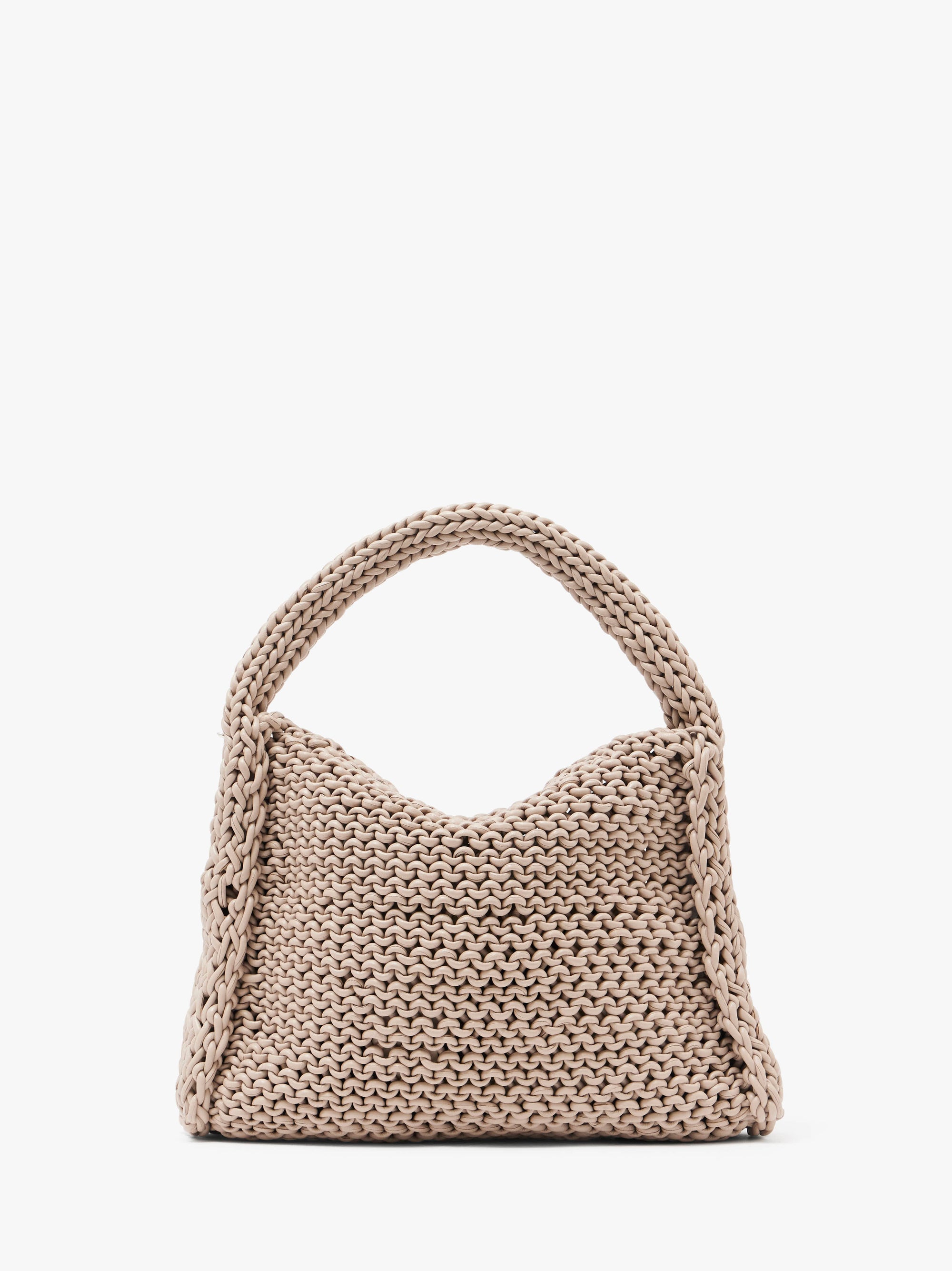 KNITTED HOBO BAG - LEATHER DRAWCORD SHOULDER BAG