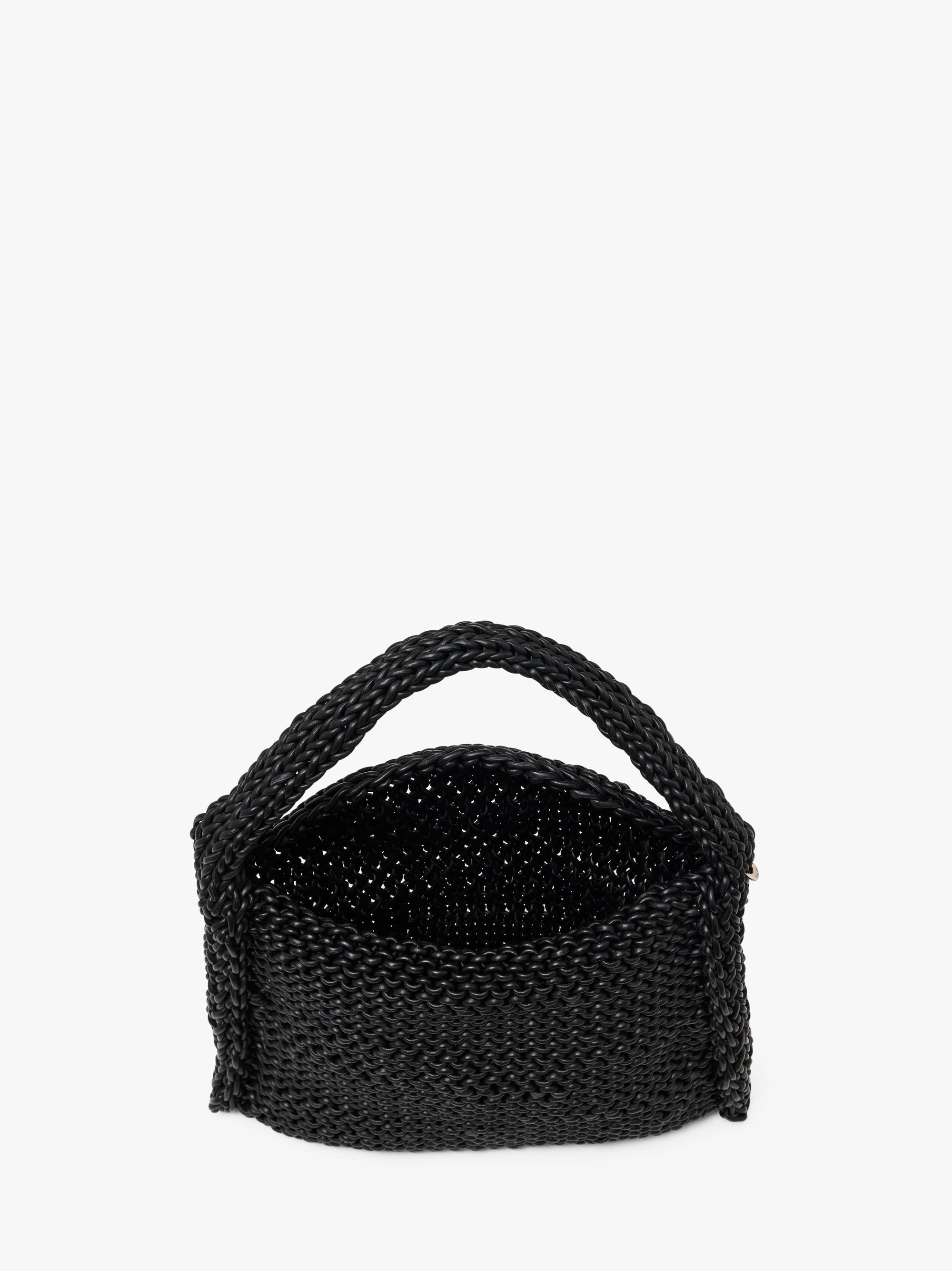 KNITTED HOBO BAG - LEATHER DRAWCORD SHOULDER BAG