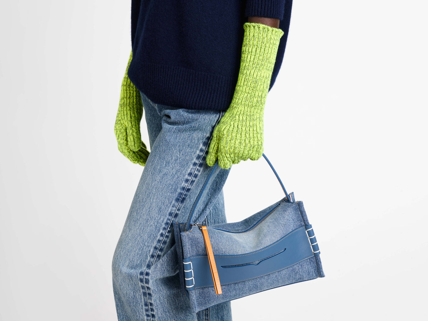 loafer bag mid blue denim Model Detail 9